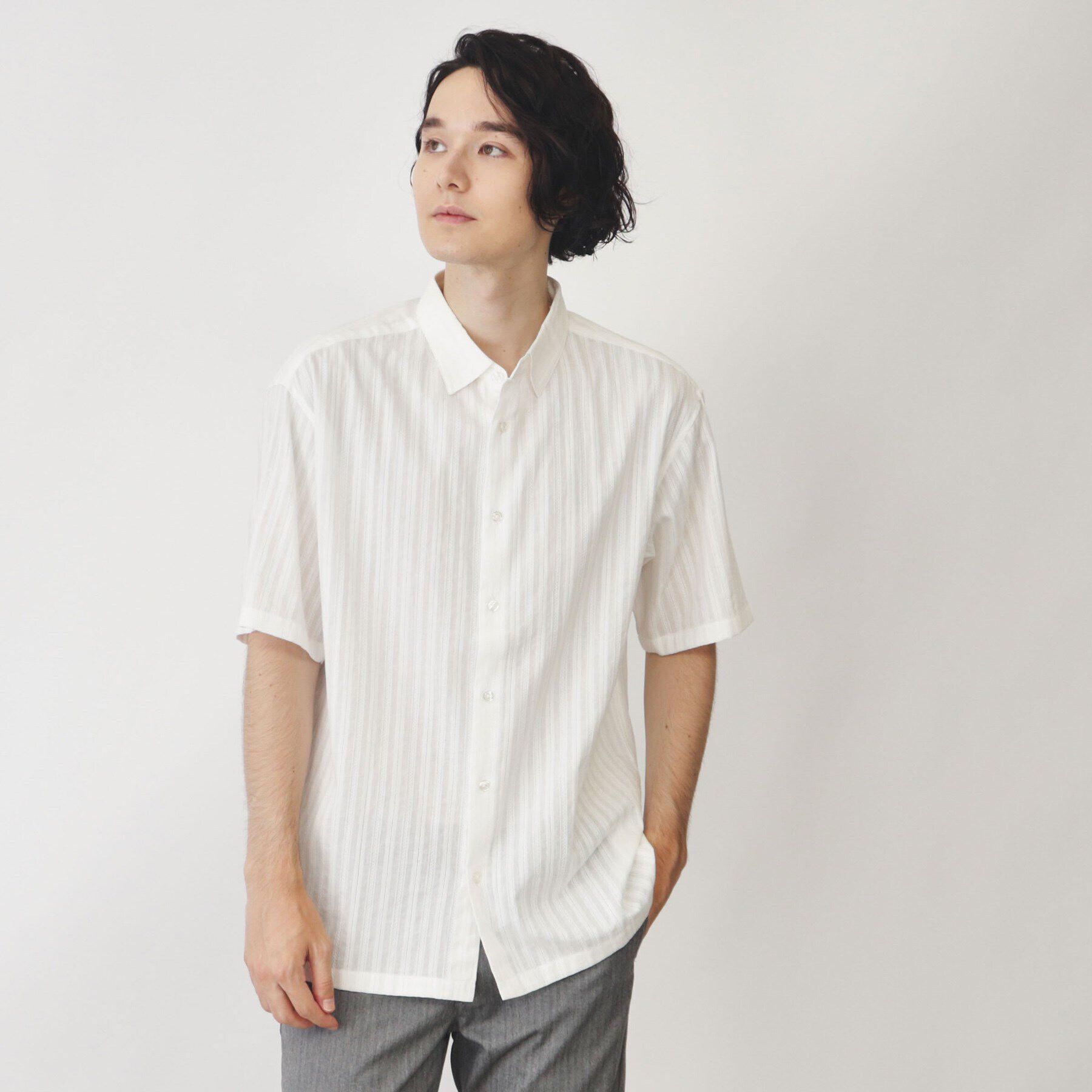 THE SHOP TK「コットンレース半袖シャツ」|シャツ・ブラウス|オフホワイト(003