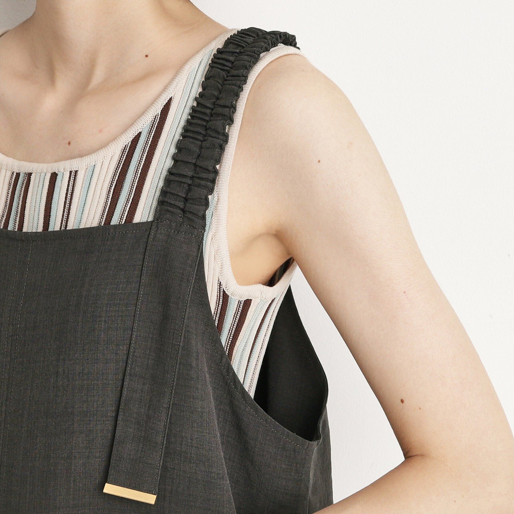 THE SHOP TK「ギャザーストラップ麻調ワンピース」|ワンピース|