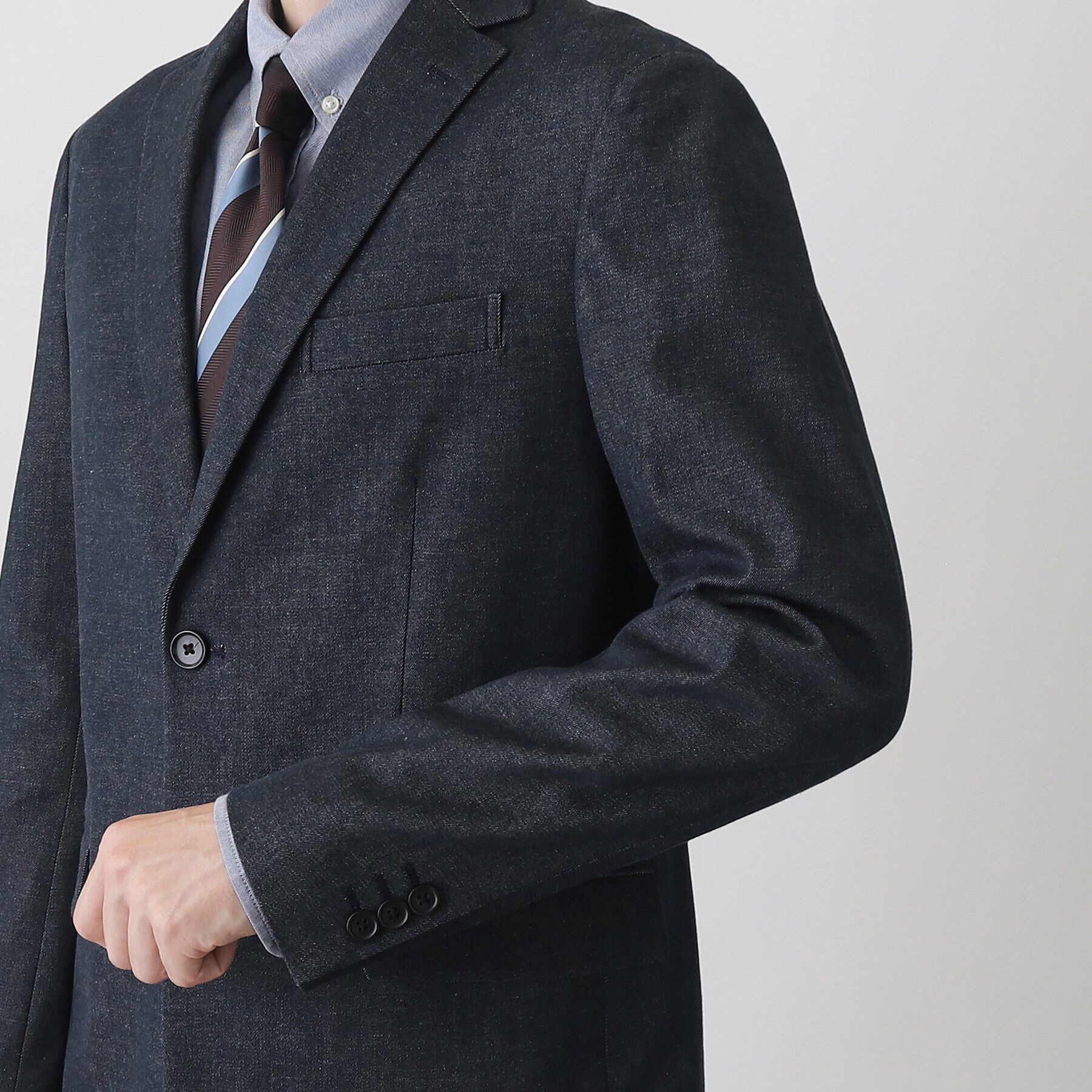 THE SHOP TK「エバーデニムジャケット【セットアップ可/ビジネス対応/色落ちしにくい/ストレッチ素材】」|テーラードジャケット|