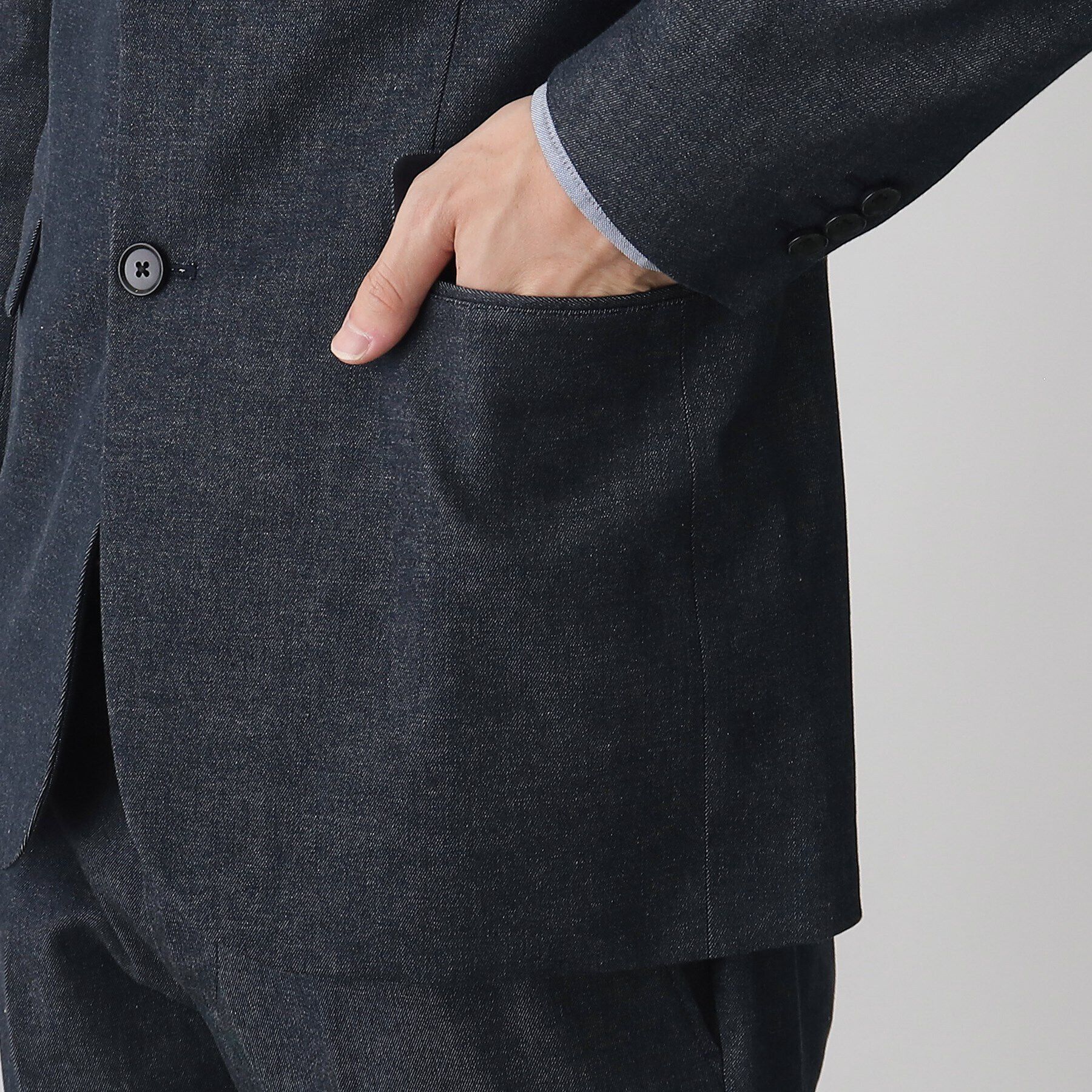 THE SHOP TK「エバーデニムジャケット【セットアップ可/ビジネス対応/色落ちしにくい/ストレッチ素材】」|テーラードジャケット|