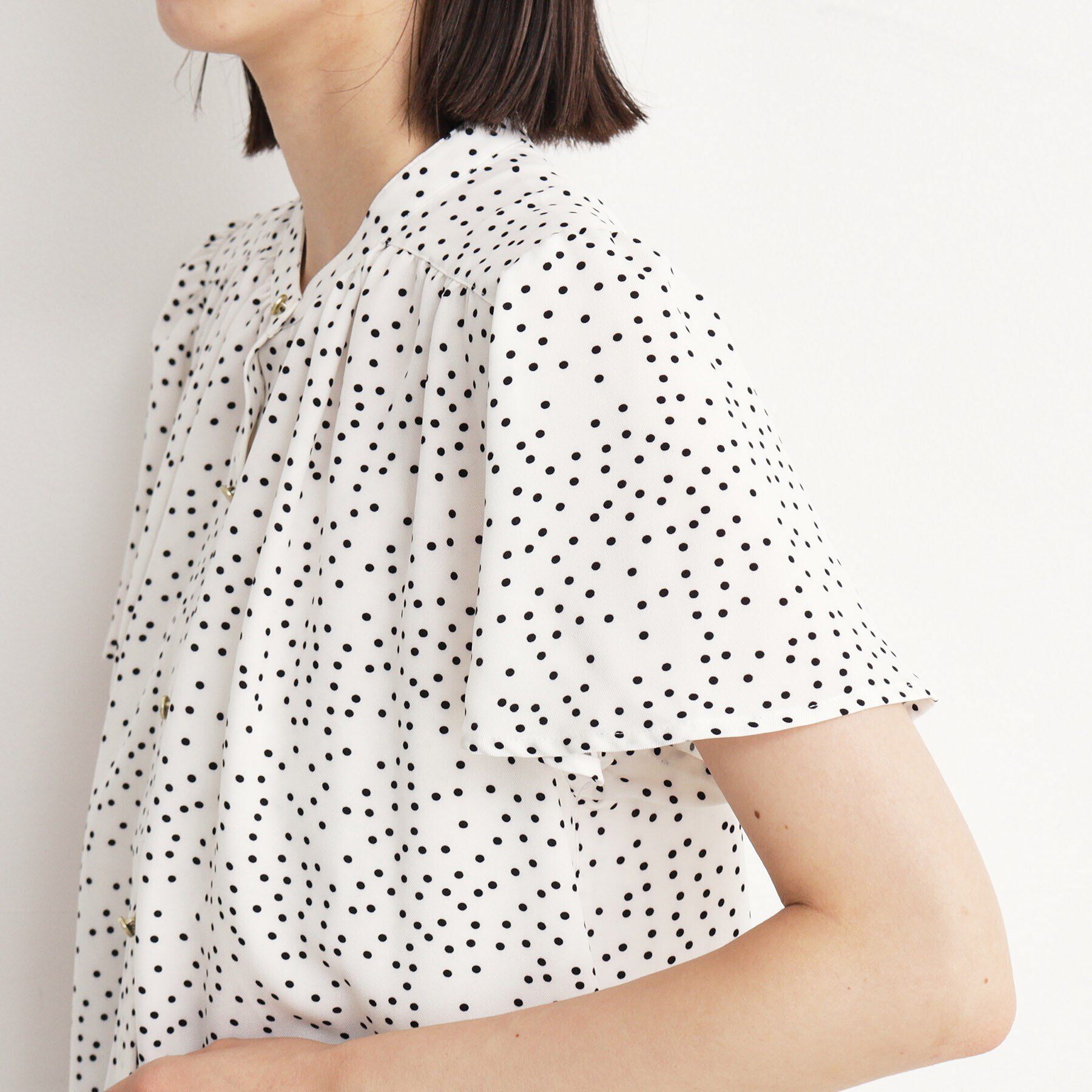 THE SHOP TK「ギャザー半袖ブラウス【手洗い可】」|シャツ・ブラウス|