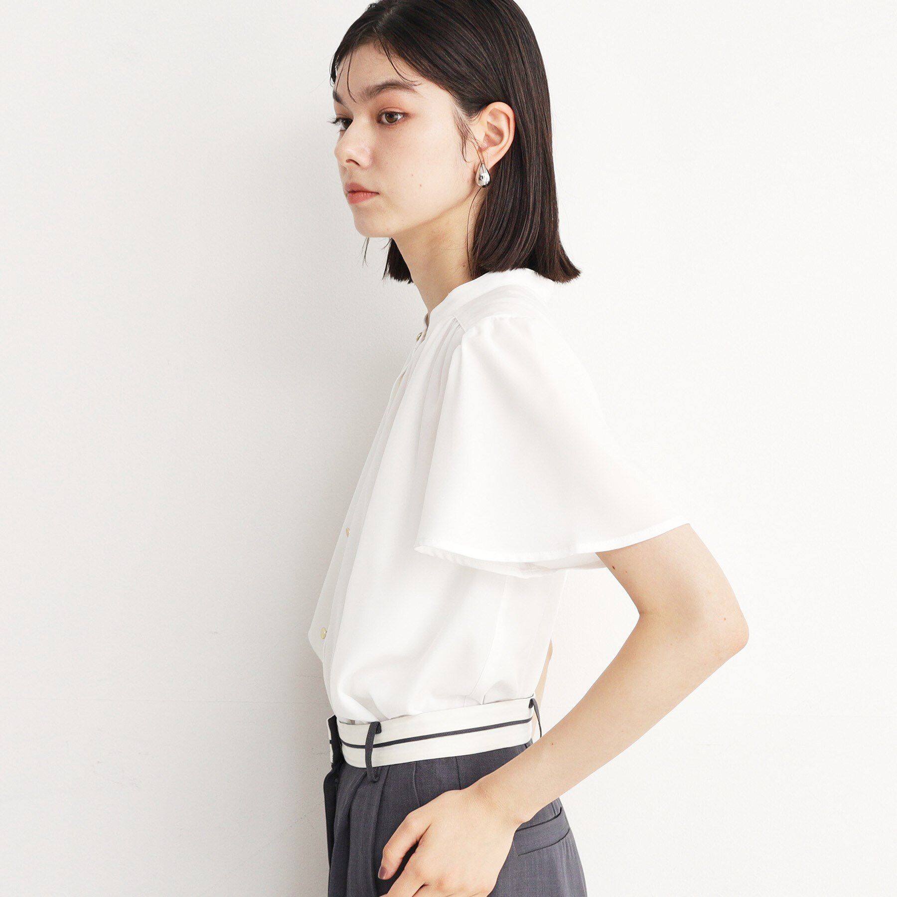 THE SHOP TK「ギャザー半袖ブラウス【手洗い可】」|シャツ・ブラウス|