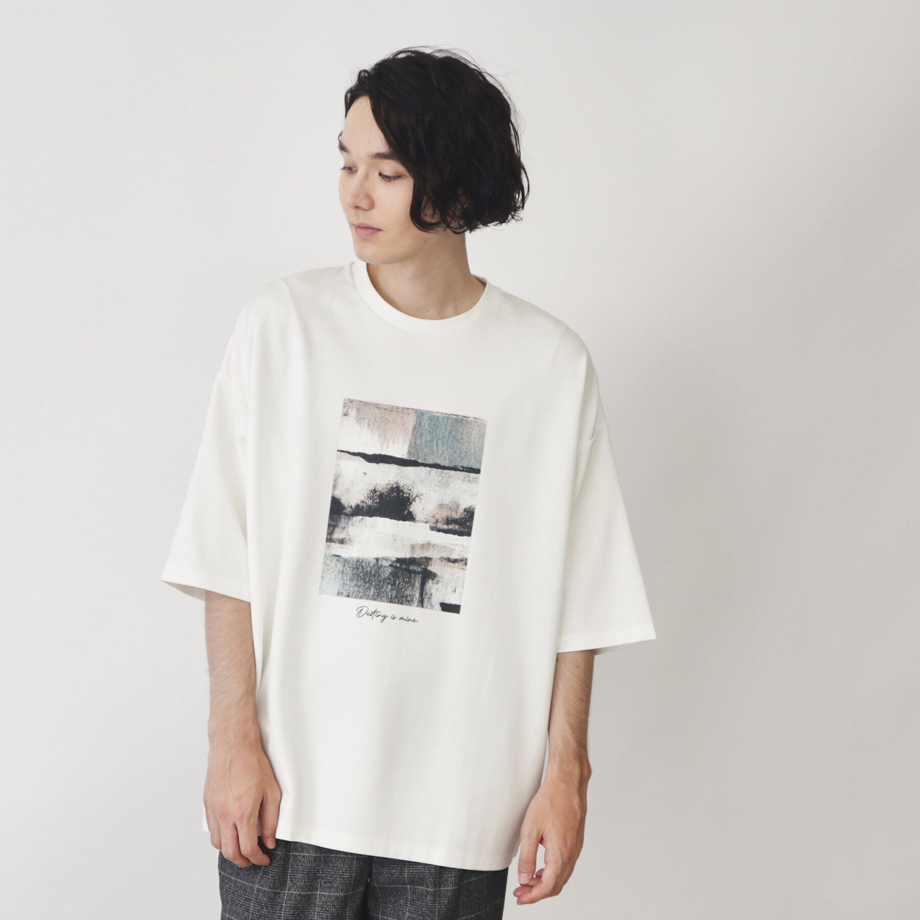 THE SHOP TK「ポンチビッグシルエットプリントTシャツ」|Tシャツ・カットソー|オフホワイト(103