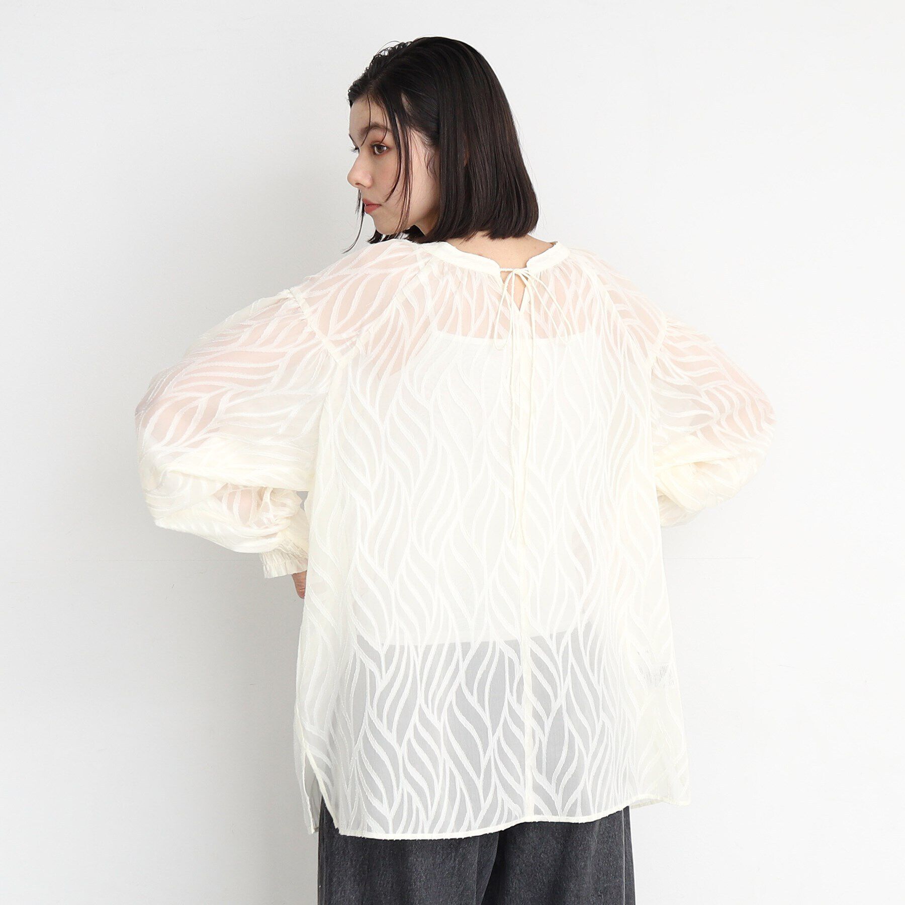 THE SHOP TK「【前後2WAY/洗える】ジャカードシアーブラウス」|シャツ・ブラウス|