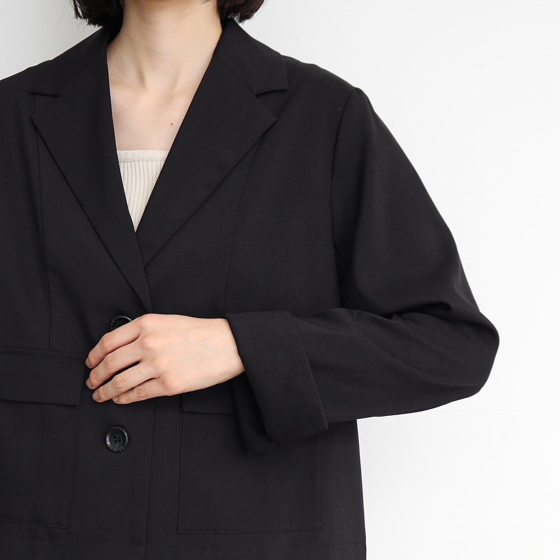 THE SHOP TK「【軽い/洗える/セットアップ可】フラップポケットショートジャケット」|テーラードジャケット|
