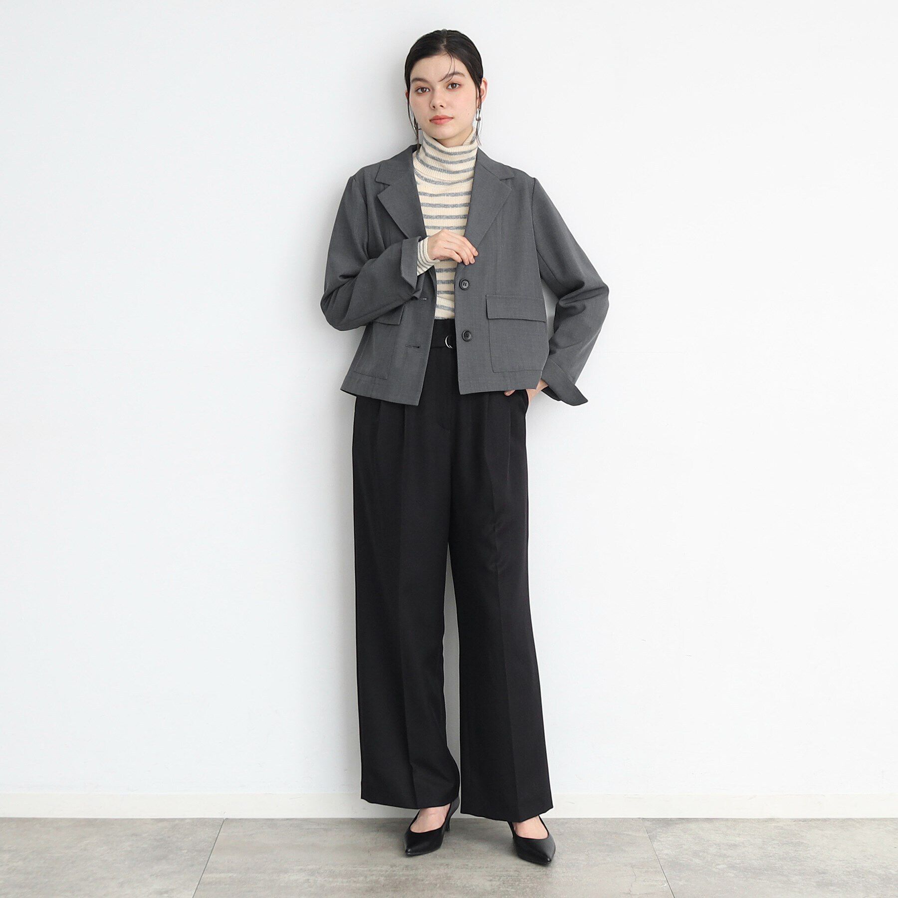 THE SHOP TK「【軽い/洗える/セットアップ可】フラップポケットショートジャケット」|テーラードジャケット|