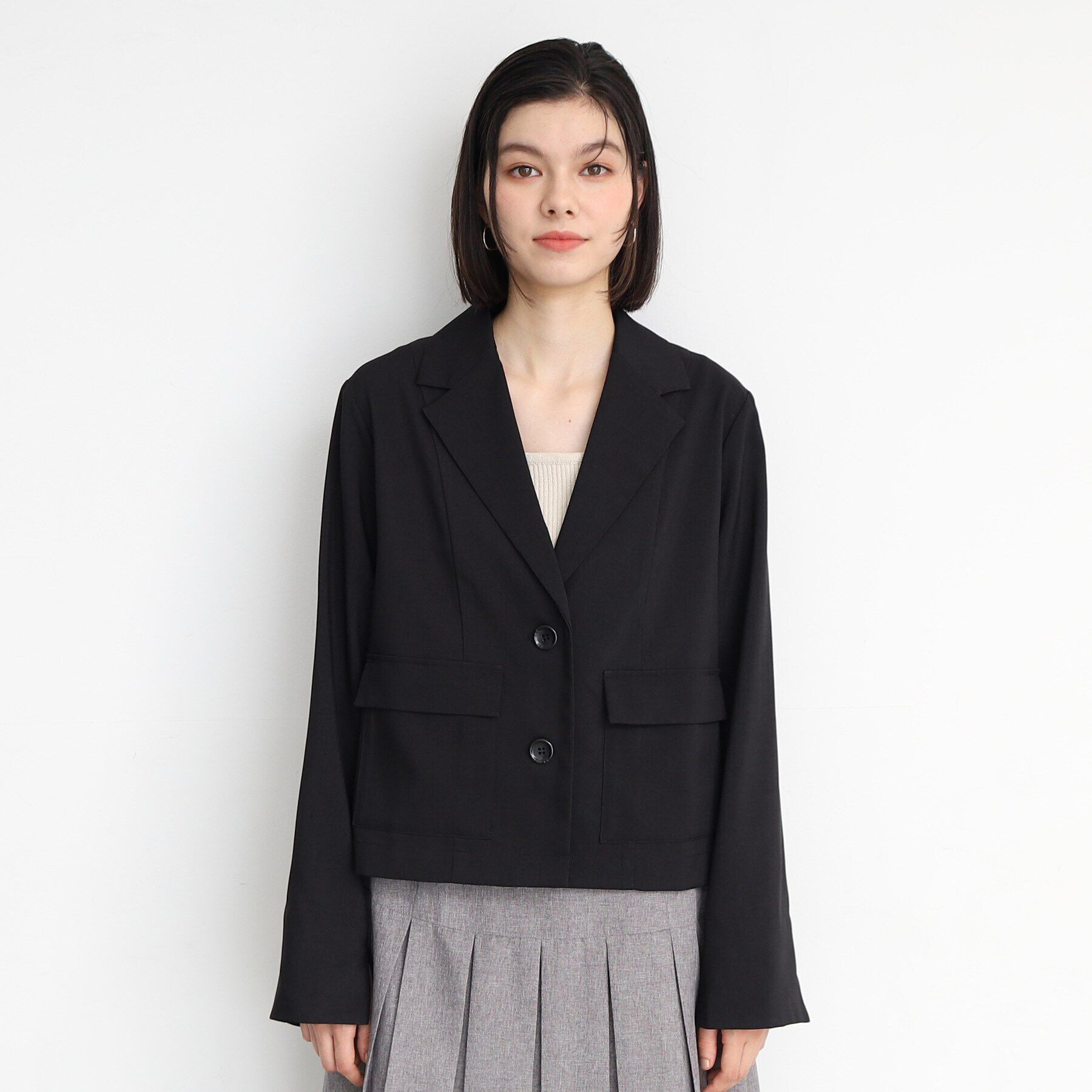 THE SHOP TK「【軽い/洗える/セットアップ可】フラップポケットショートジャケット」|テーラードジャケット|