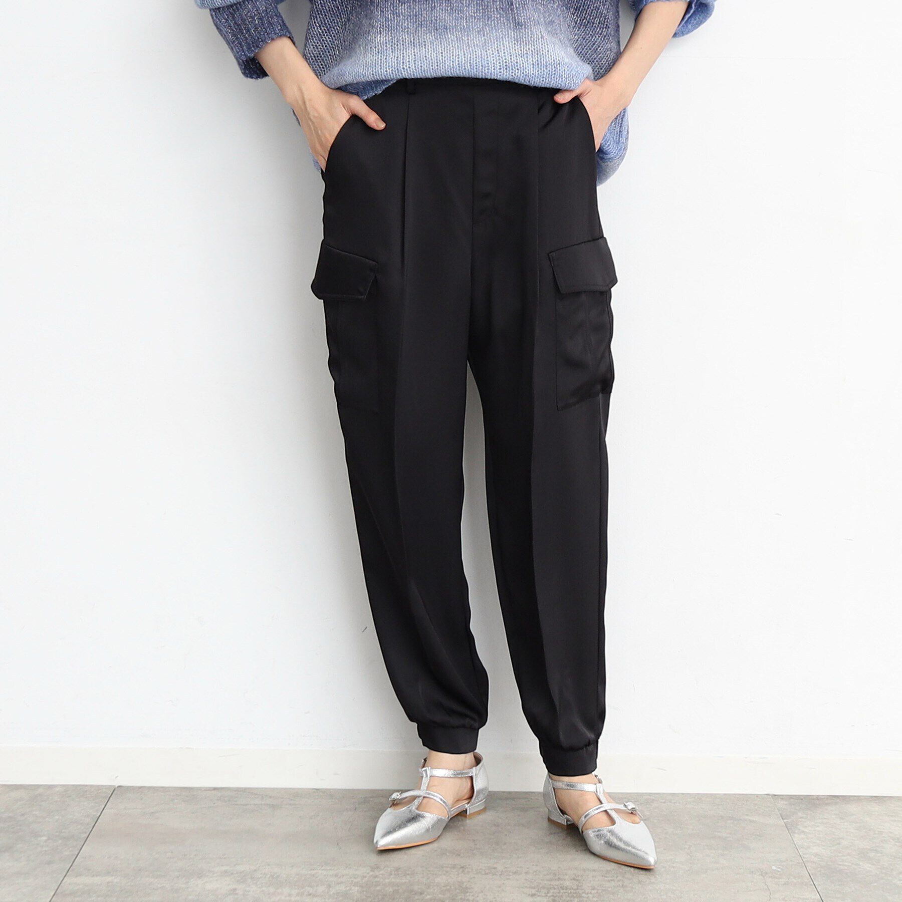 THE SHOP TK「サテンカーゴパンツ」|その他|ブラック(019)