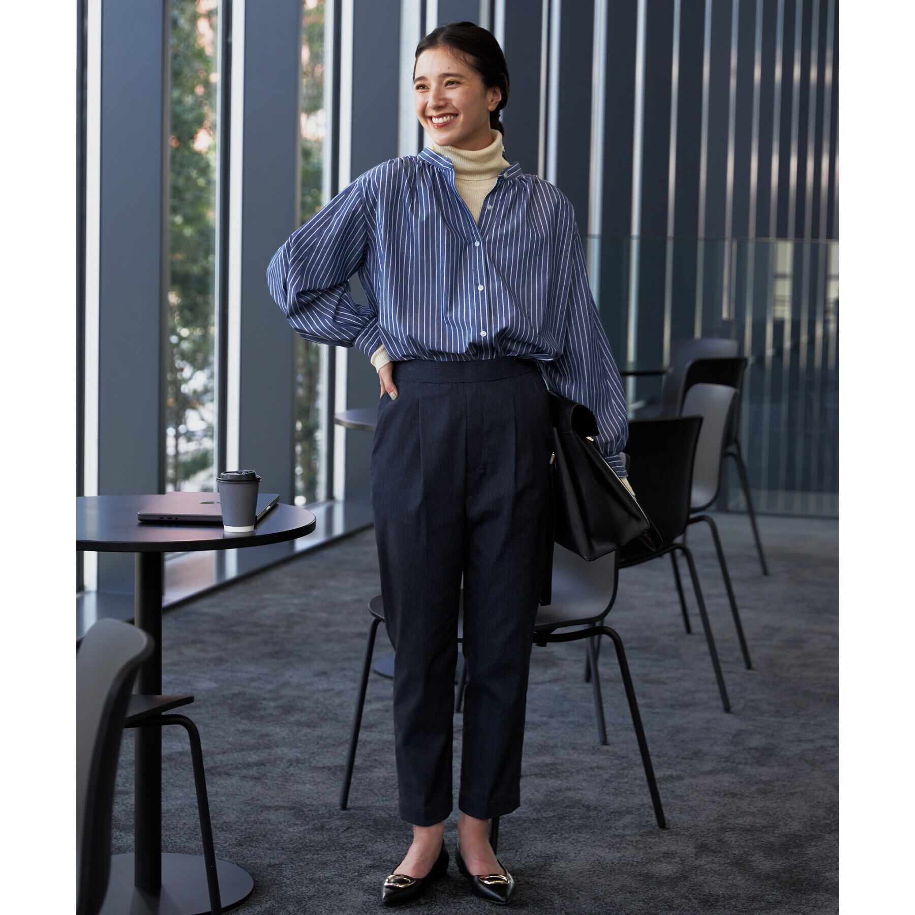 THE SHOP TK「【着映え/洗濯機OK/クラシカルに】ラメストライプシャツ」|シャツ・ブラウス|