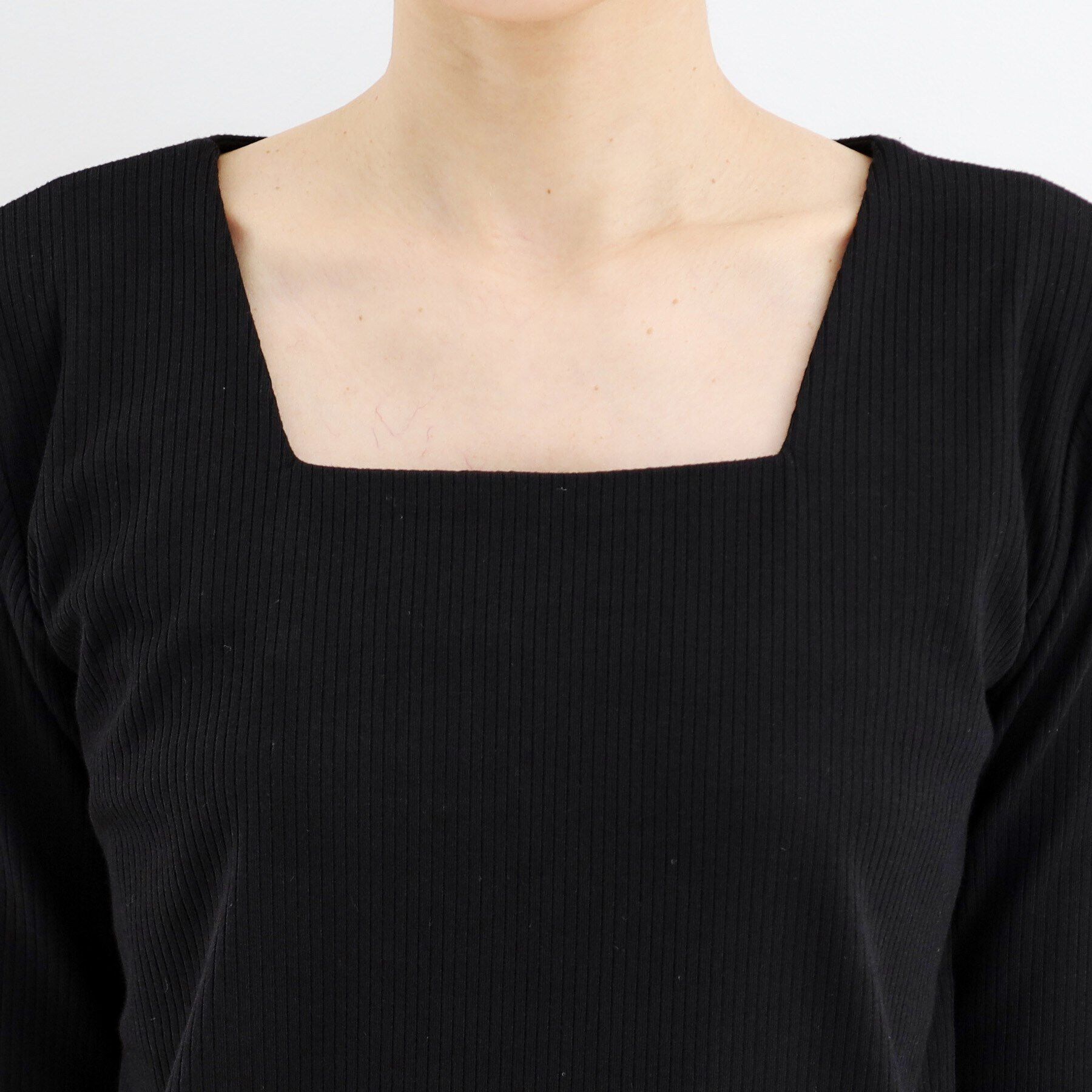 THE SHOP TK「スクエアリブネック9分袖プルオーバー」|ニット・セーター|