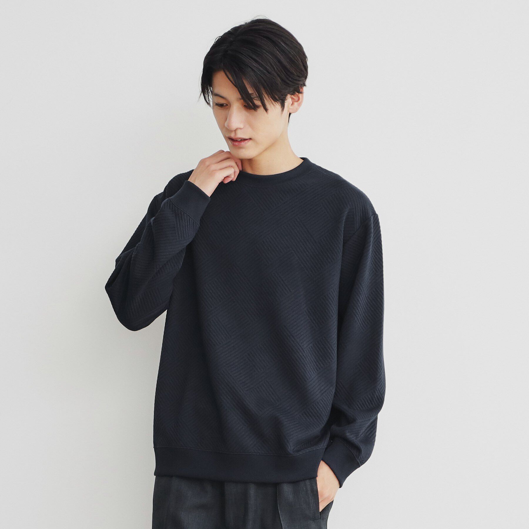 THE SHOP TK「ふくれキルティングプルオーバー」|Tシャツ・カットソー|ネイビー(094)