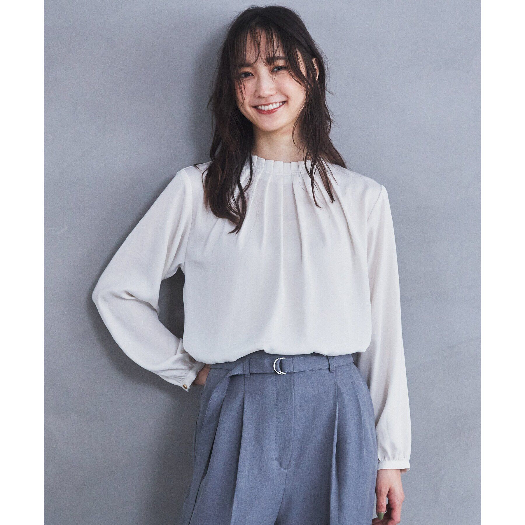 THE SHOP TK「フロントタックサテンブラウス」|シャツ・ブラウス|