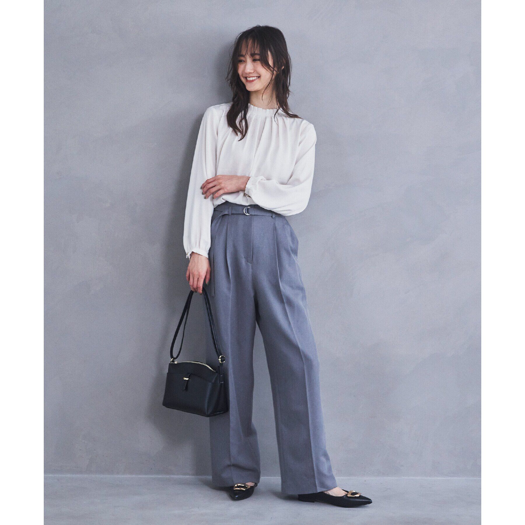 THE SHOP TK「フロントタックサテンブラウス」|シャツ・ブラウス|