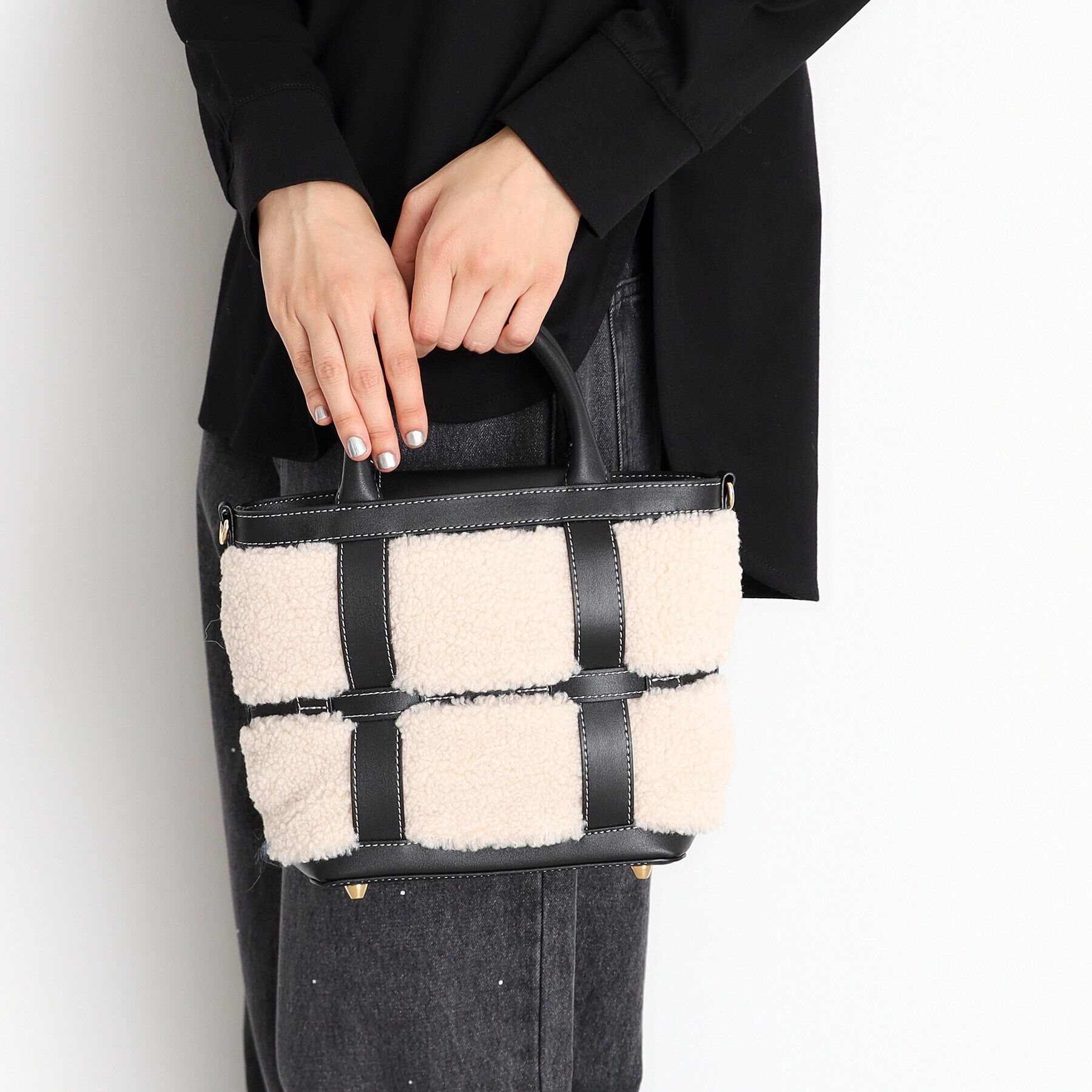 THE SHOP TK「ボア合皮コンビトート」|トートバッグ|