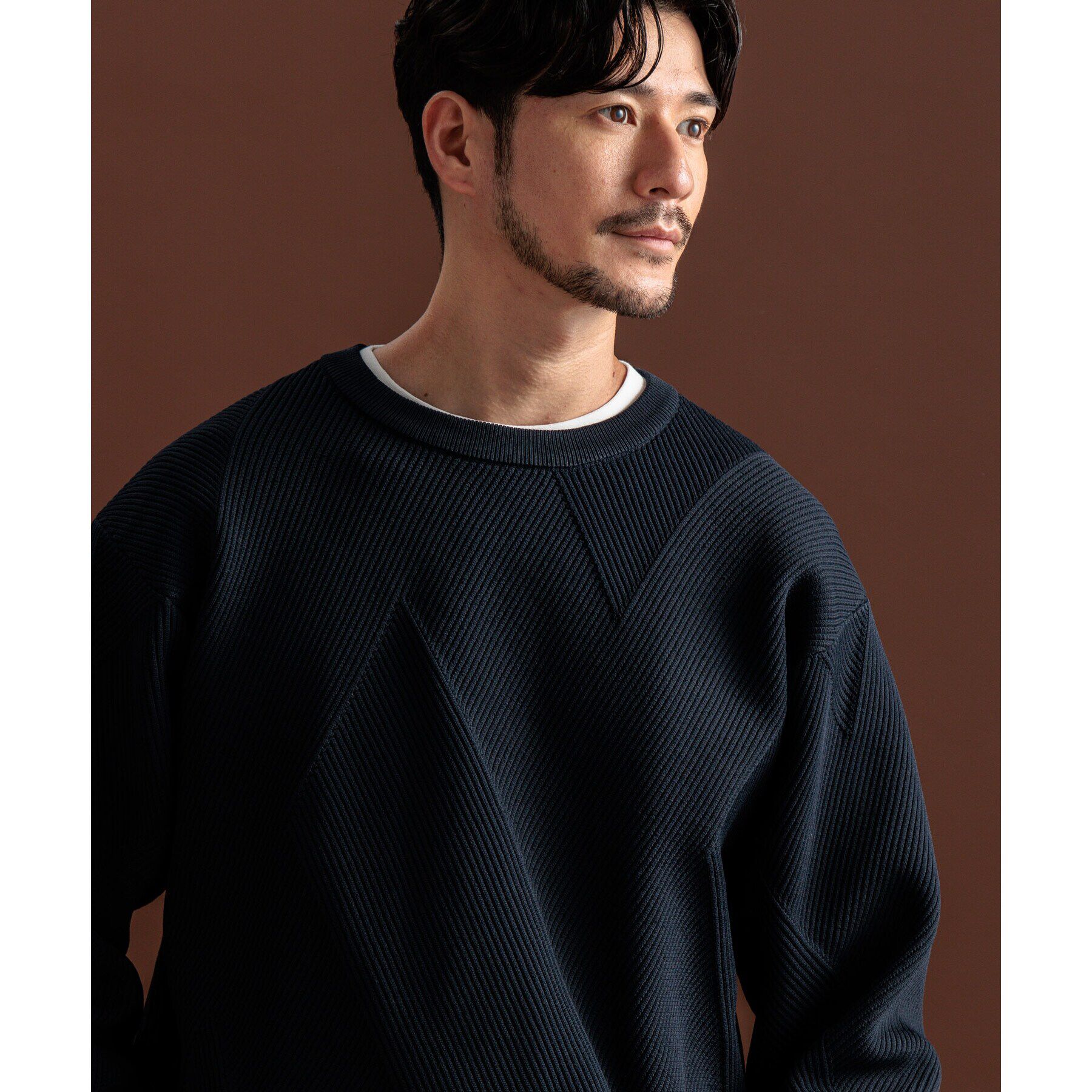 THE SHOP TK「【クルーネックニット＋ロンTセットアイテム】ダイヤパネルアンサンブル」|ニット・セーター|