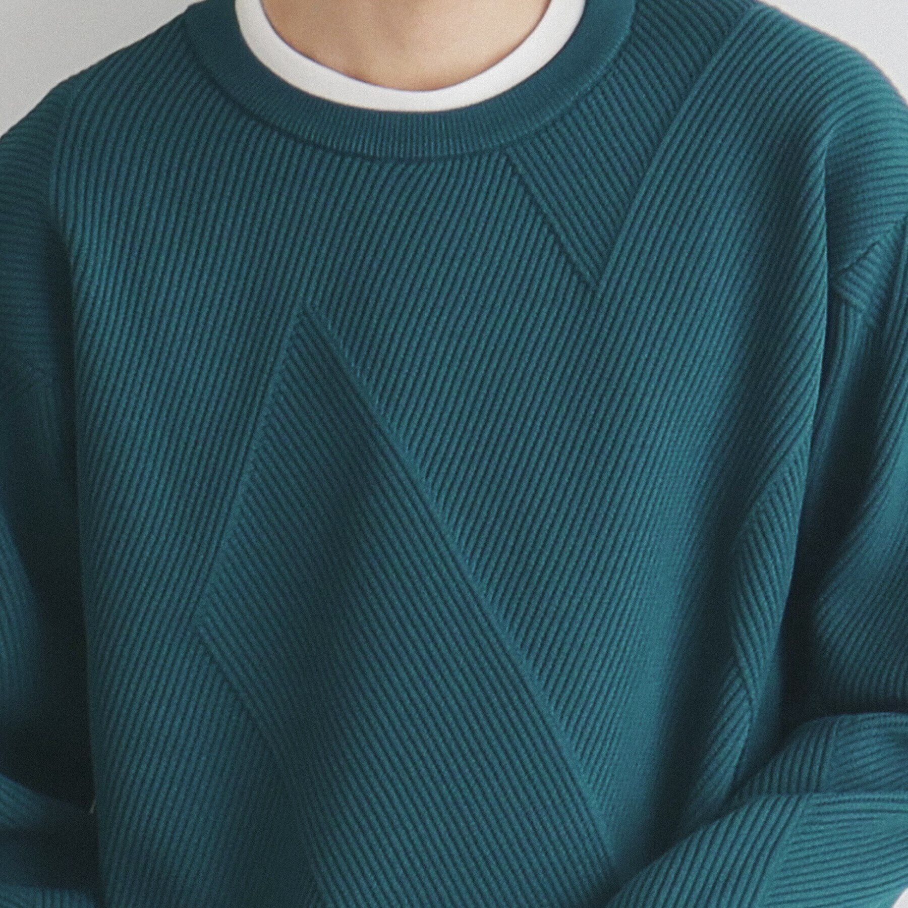 THE SHOP TK「【クルーネックニット＋ロンTセットアイテム】ダイヤパネルアンサンブル」|ニット・セーター|