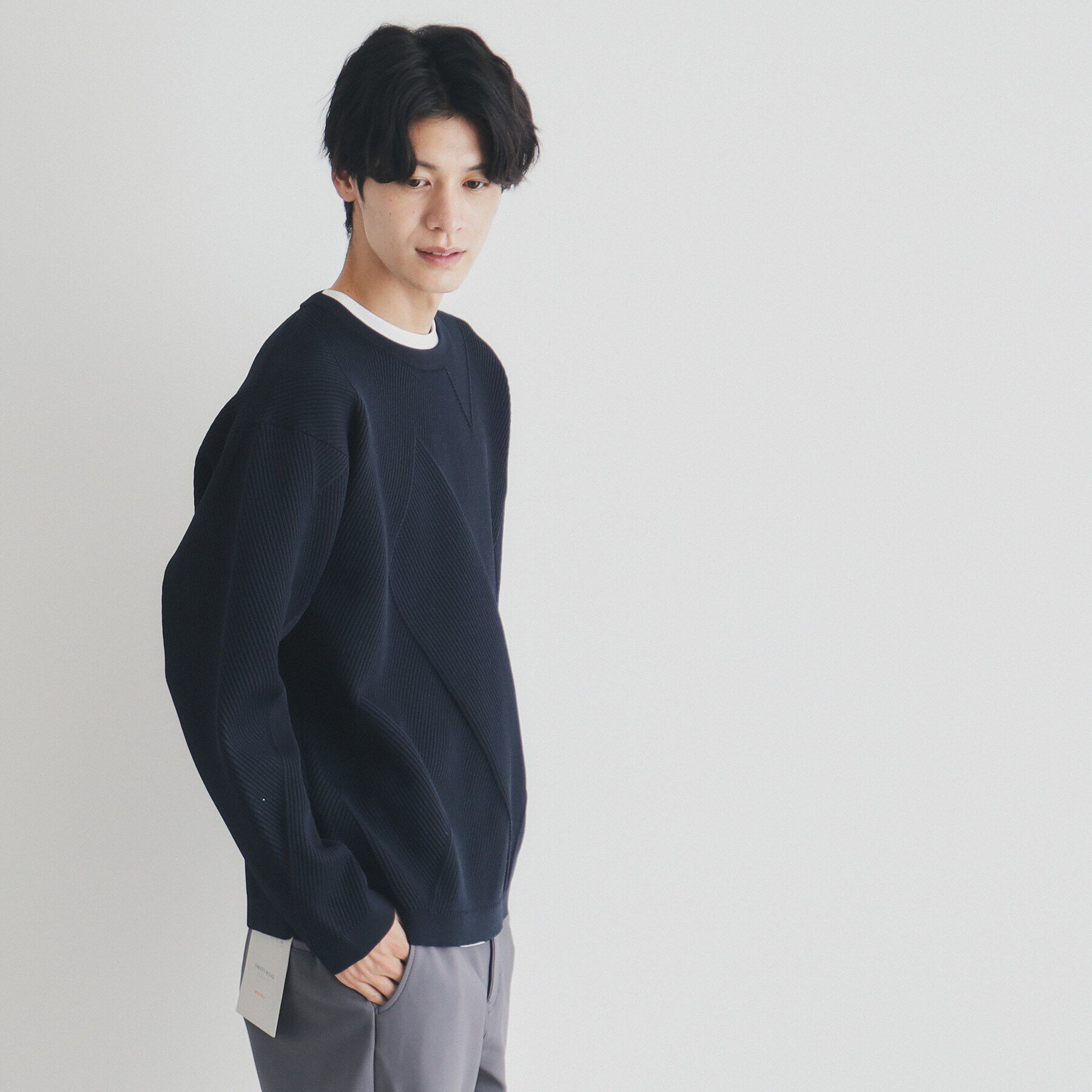 THE SHOP TK「【クルーネックニット＋ロンTセットアイテム】ダイヤパネルアンサンブル」|ニット・セーター|