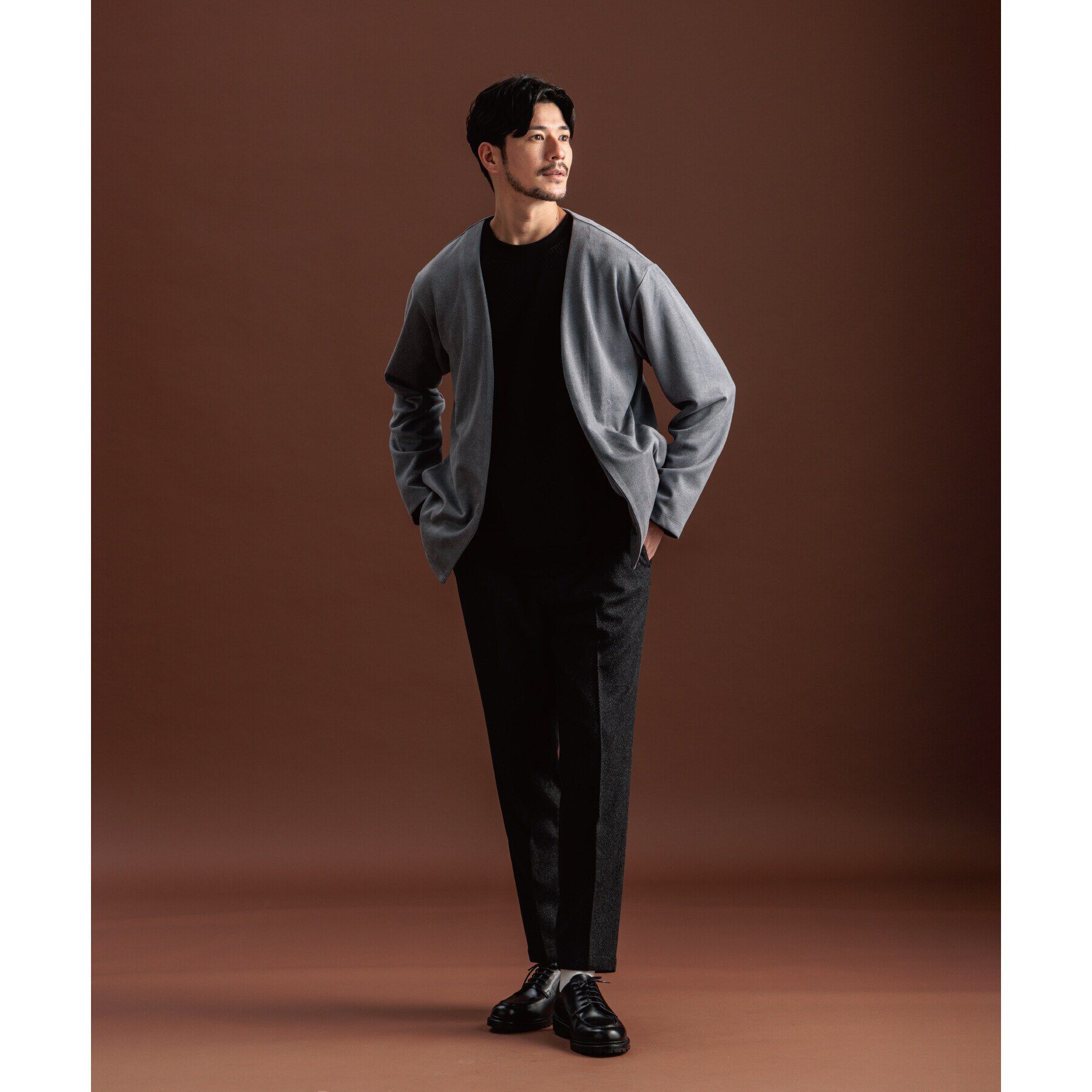 THE SHOP TK「杢スウェードタッチカーディガン」|カーディガン|