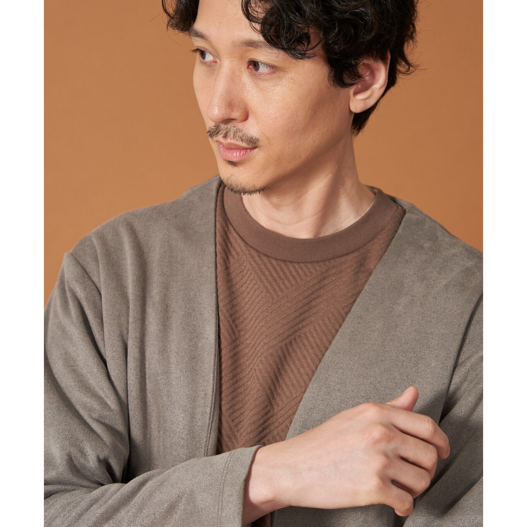 THE SHOP TK「杢スウェードタッチカーディガン」|カーディガン|