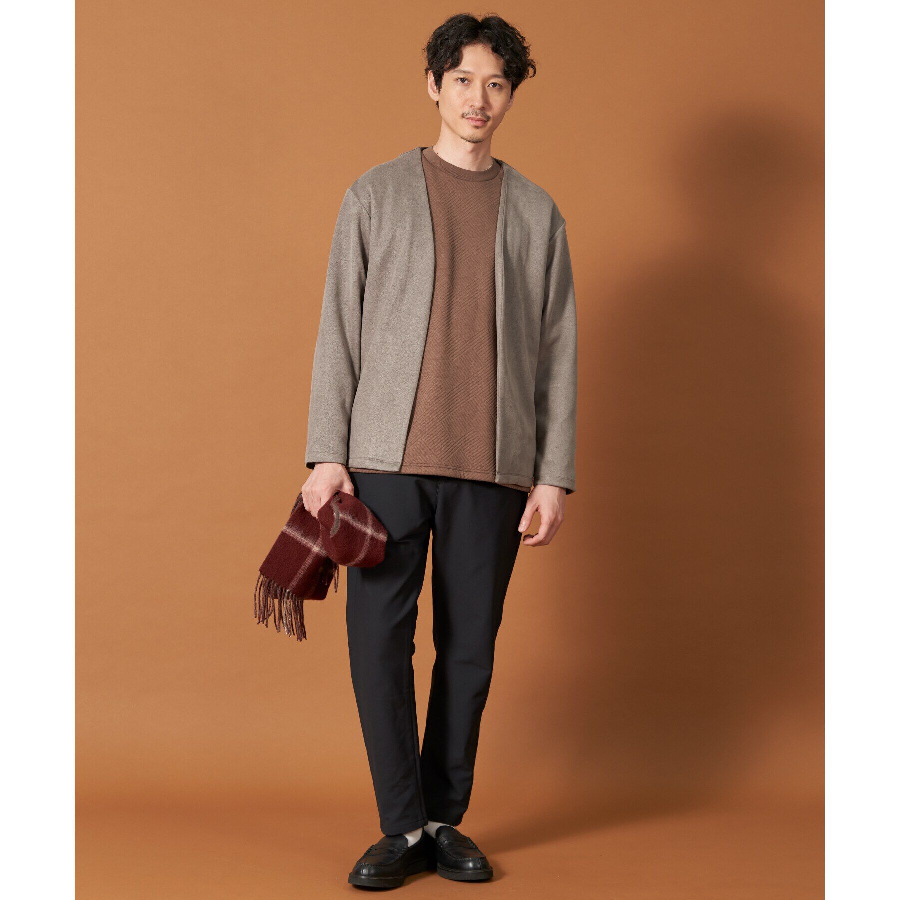 THE SHOP TK「杢スウェードタッチカーディガン」|カーディガン|