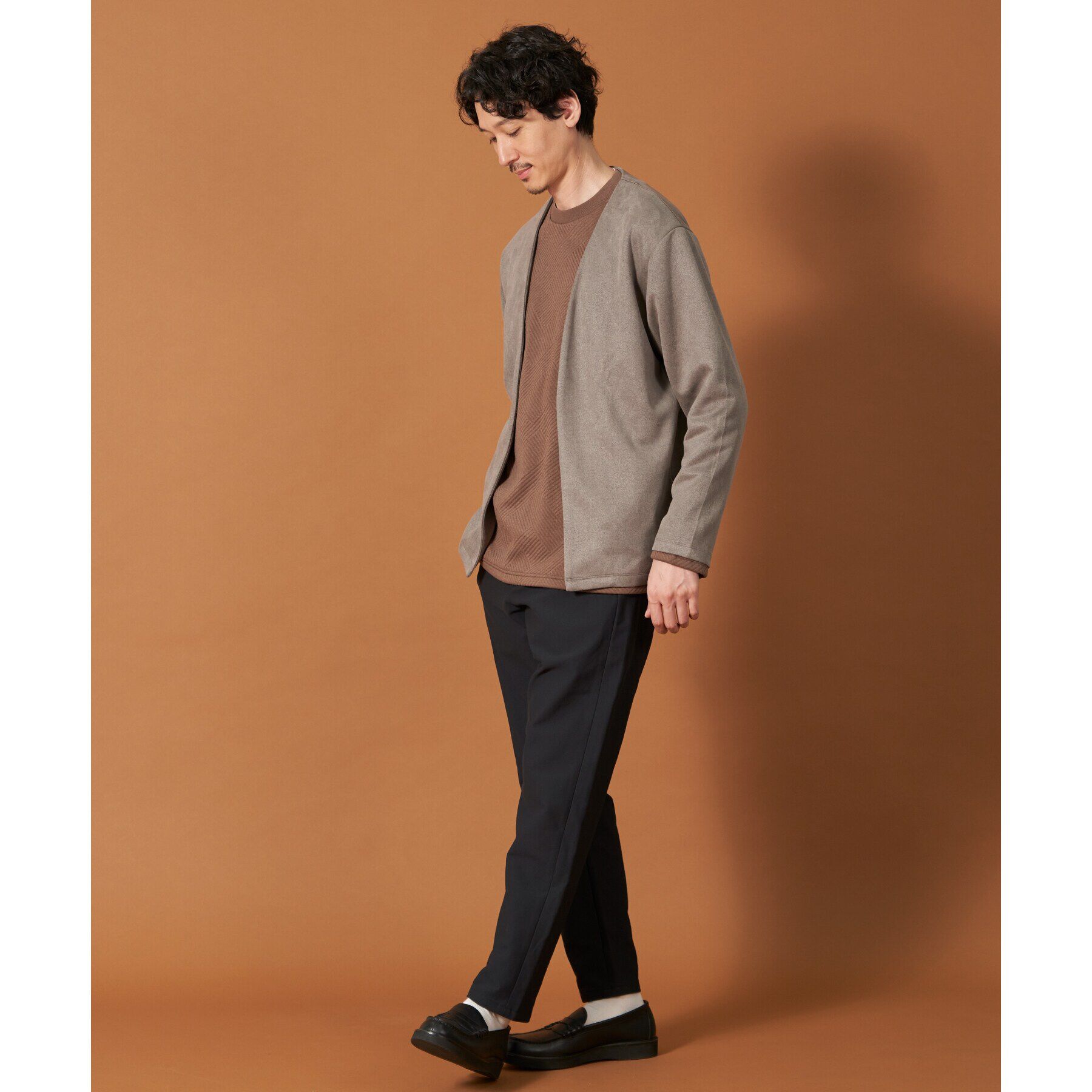 THE SHOP TK「杢スウェードタッチカーディガン」|カーディガン|