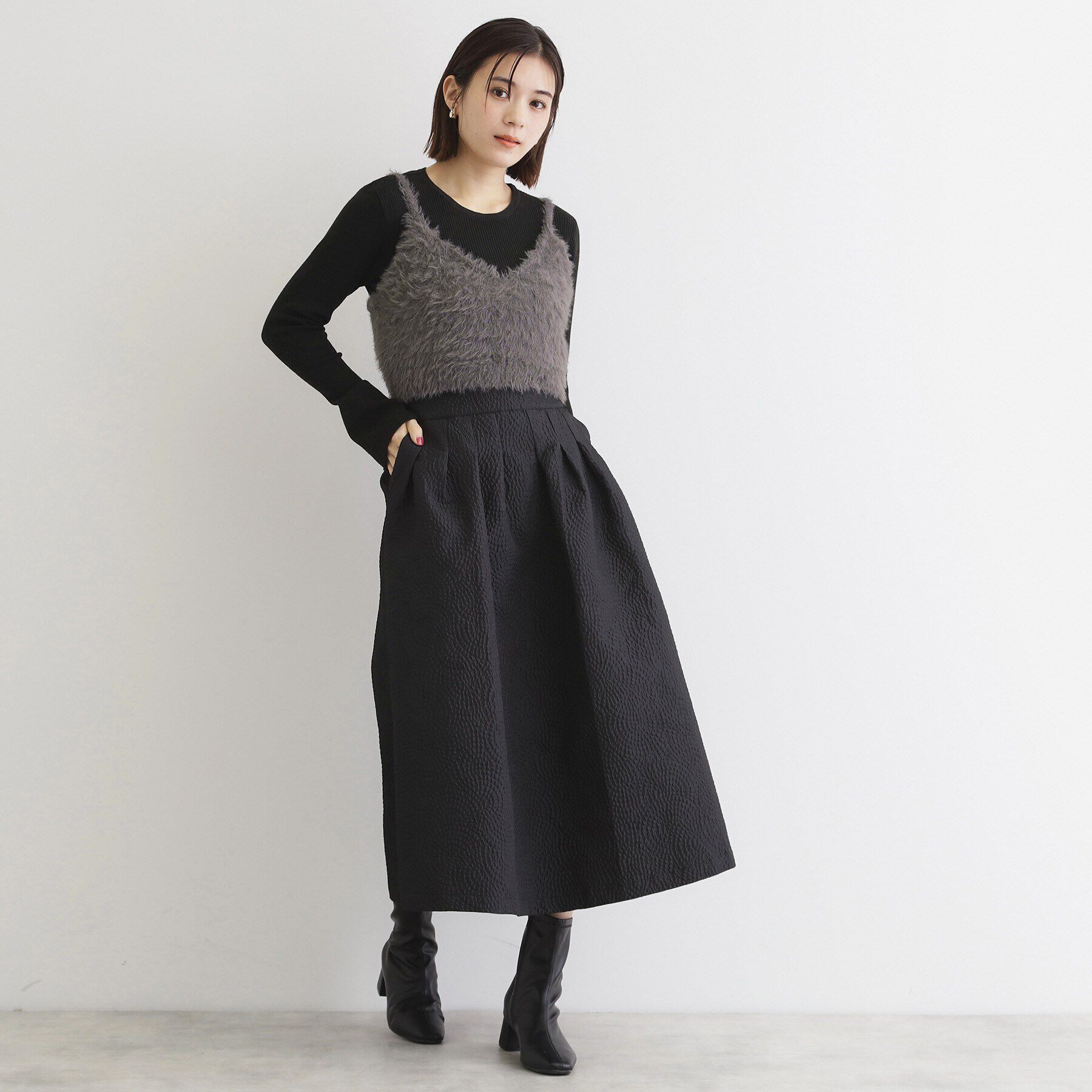 THE SHOP TK「【＠BAILA掲載】ふわふわビスチェ&times;フレア袖ニット/セットアイテム」|ニット・セーター|