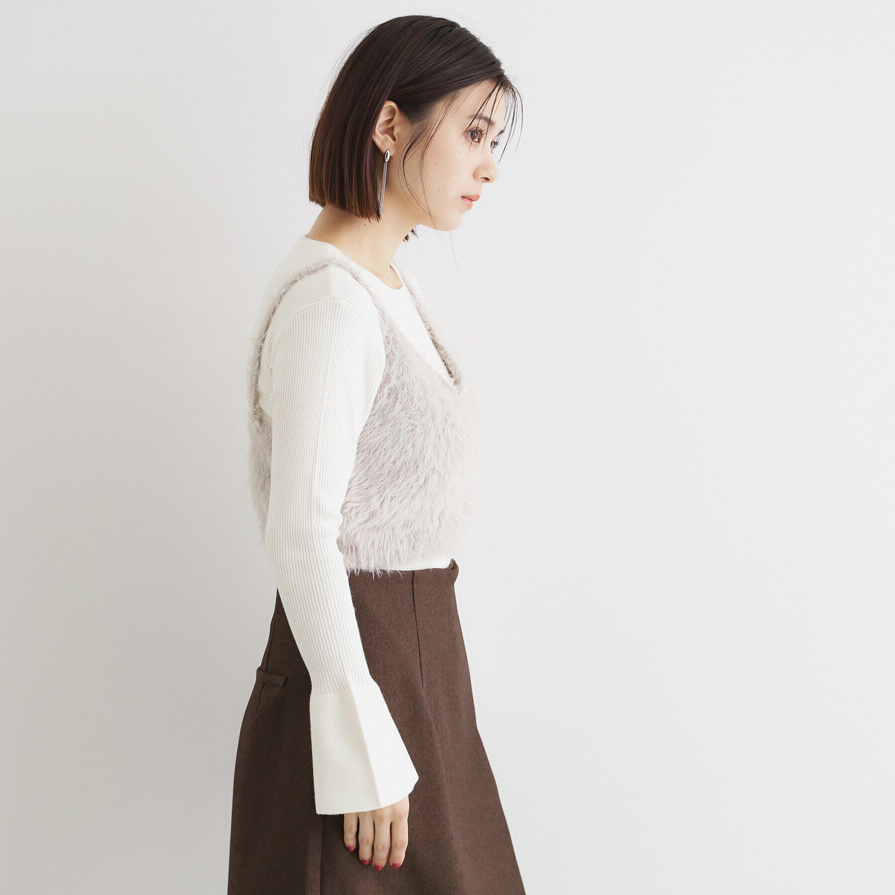 THE SHOP TK「【＠BAILA掲載】ふわふわビスチェ&times;フレア袖ニット/セットアイテム」|ニット・セーター|