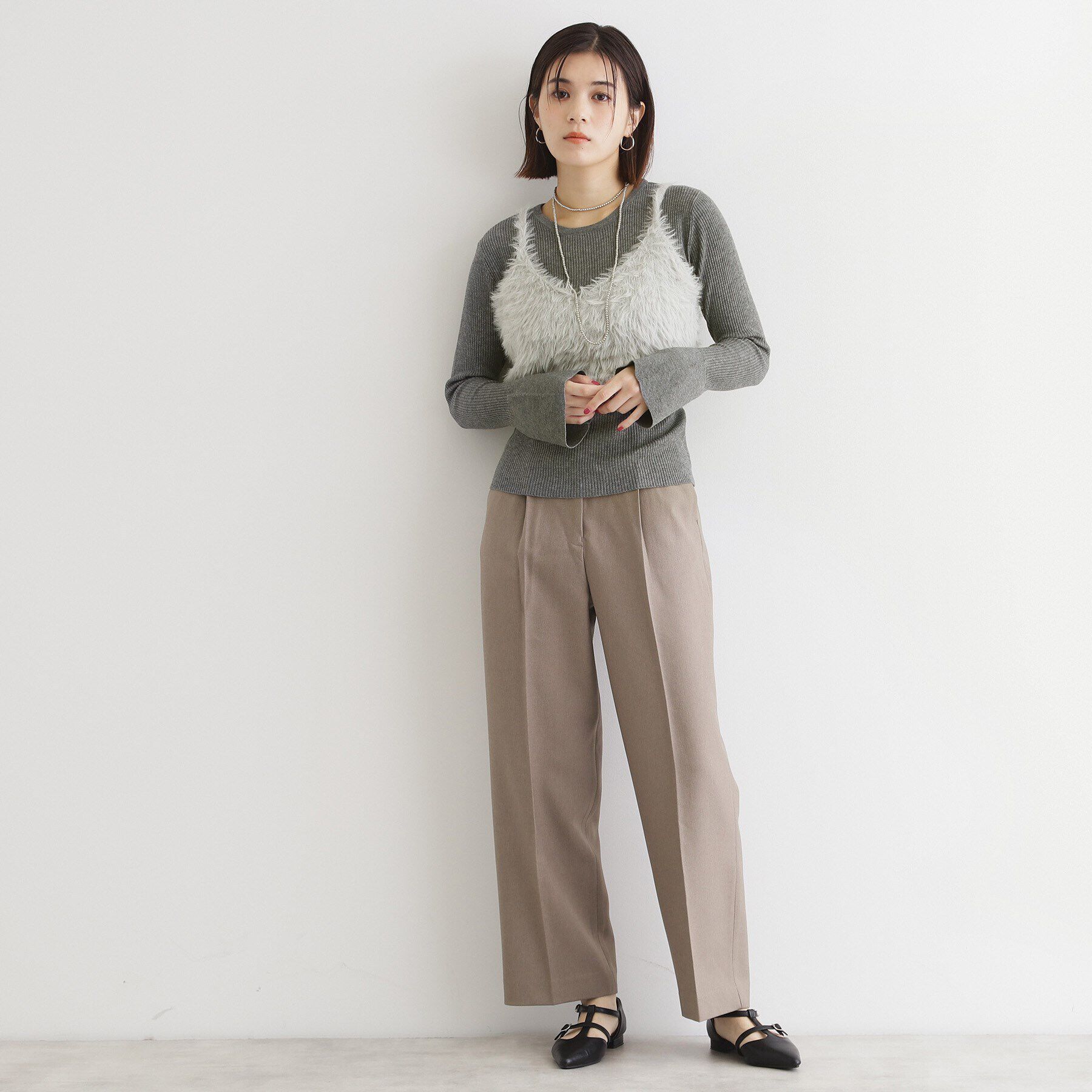 THE SHOP TK「【＠BAILA掲載】ふわふわビスチェ&times;フレア袖ニット/セットアイテム」|ニット・セーター|