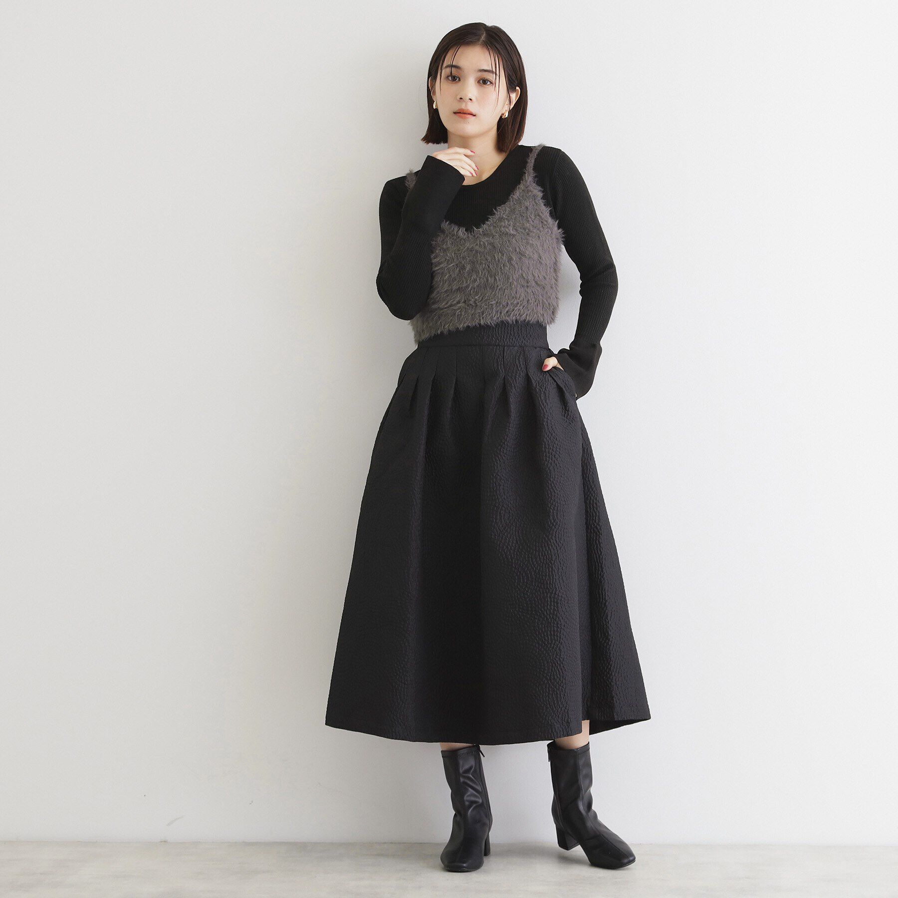 THE SHOP TK「【＠BAILA掲載】ふわふわビスチェ&times;フレア袖ニット/セットアイテム」|ニット・セーター|