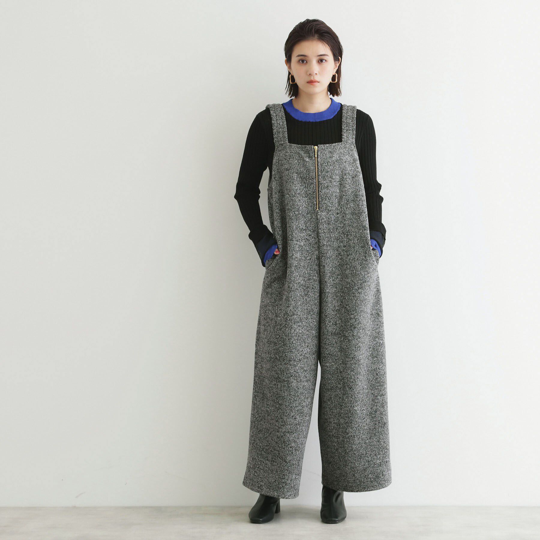 THE SHOP TK「ツイード起毛ジャージ2WAYサロペット/親子リンク」|オールインワン|