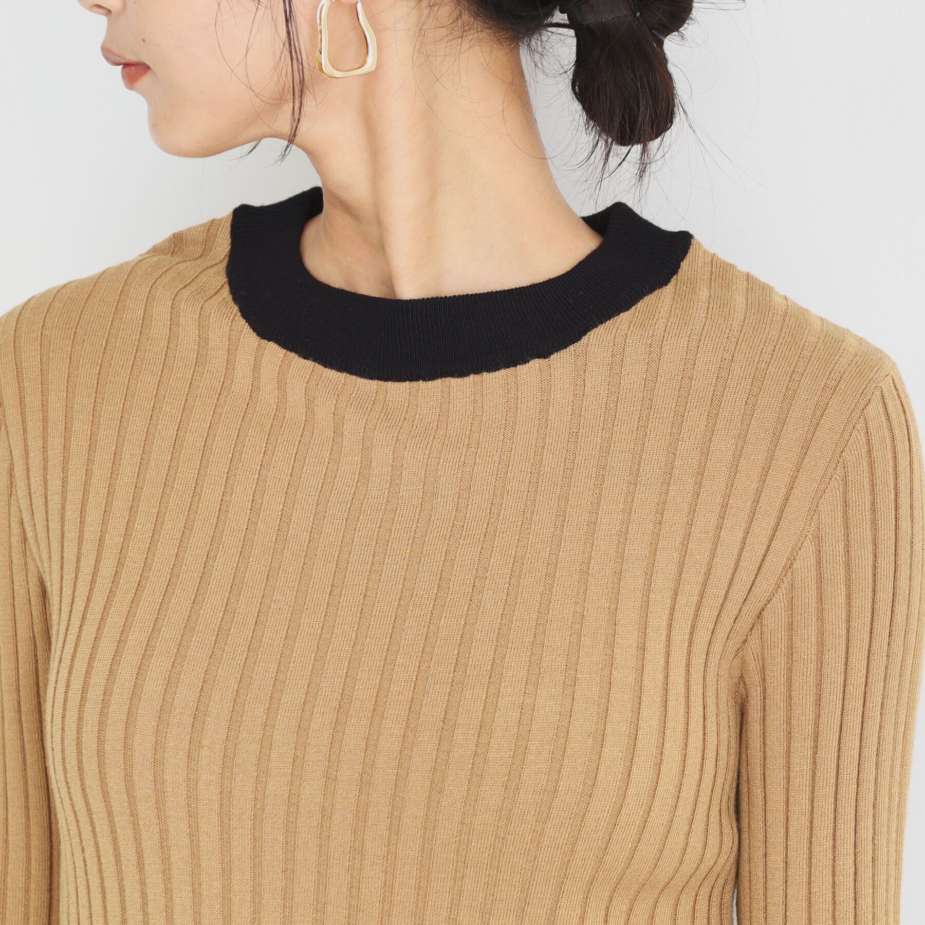 THE SHOP TK「袖シアー配色リブ【洗えるニット】」|ニット・セーター|