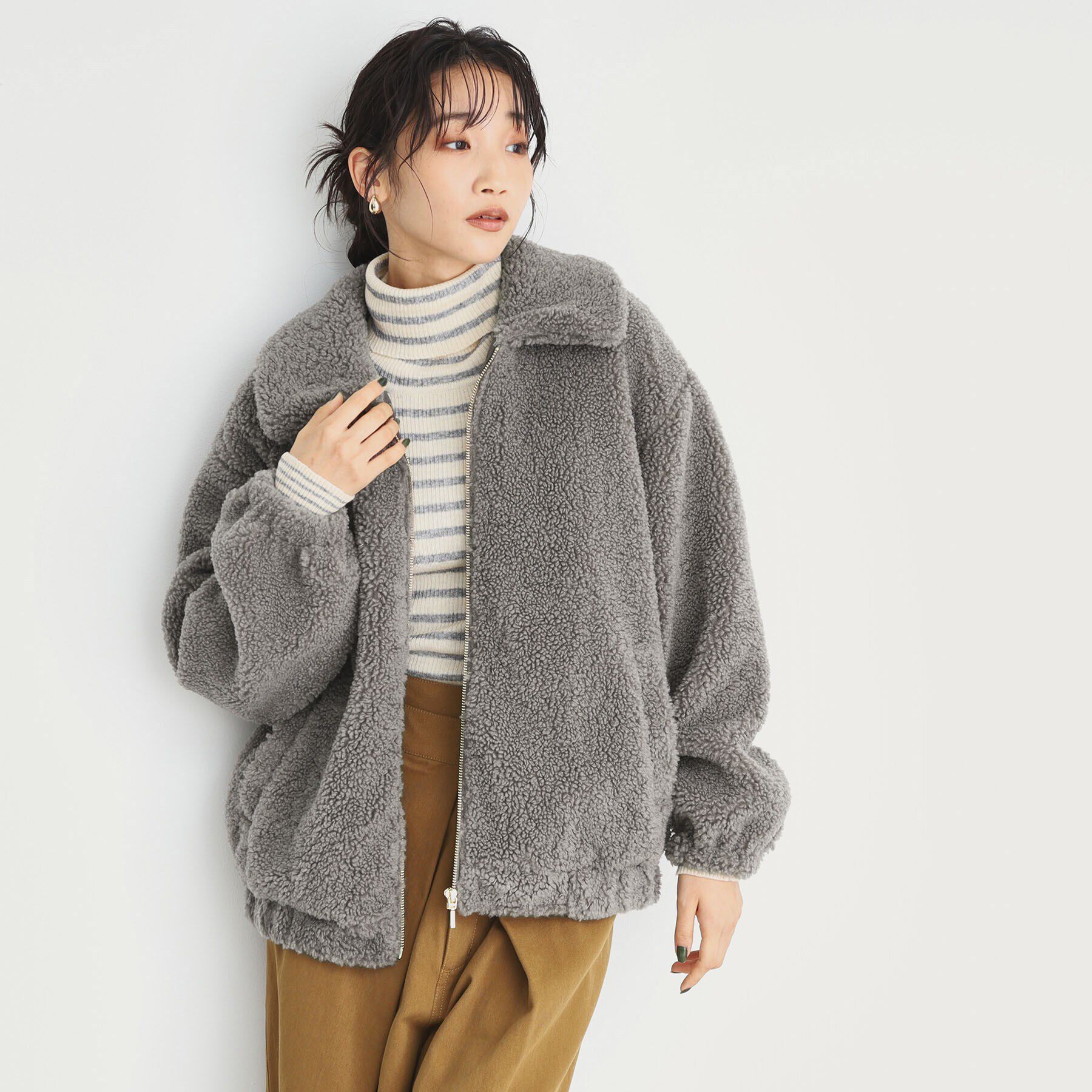 THE SHOP TK「【もこもこあたたか】マシュマロボアジップブルゾン」|ブルゾン・スタジャン|ﾄｰﾌﾟ(054)