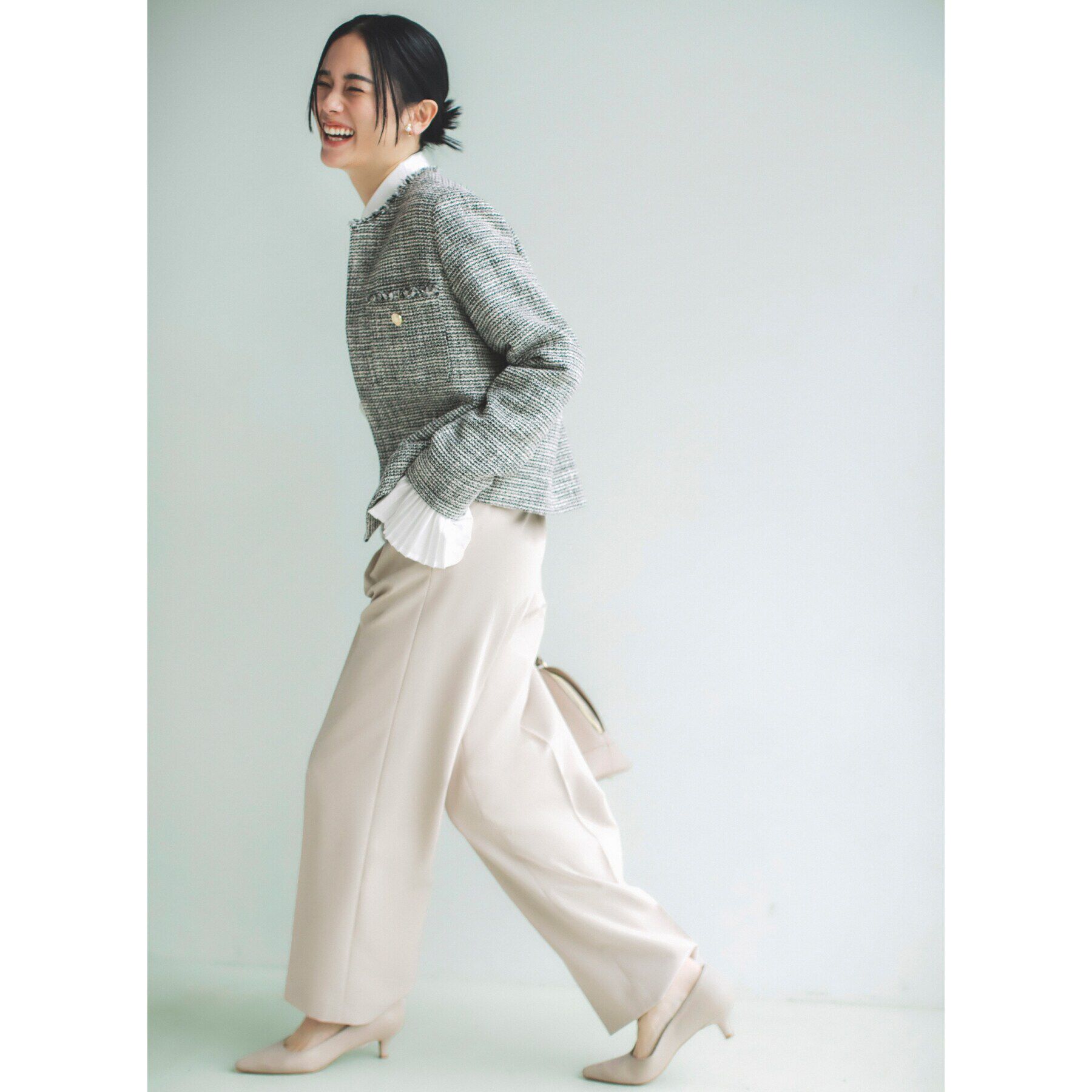 THE SHOP TK「【ONOFF活躍/セレモニー/通勤】ツイードノーカラージャケット/洗える」|ノーカラージャケット|