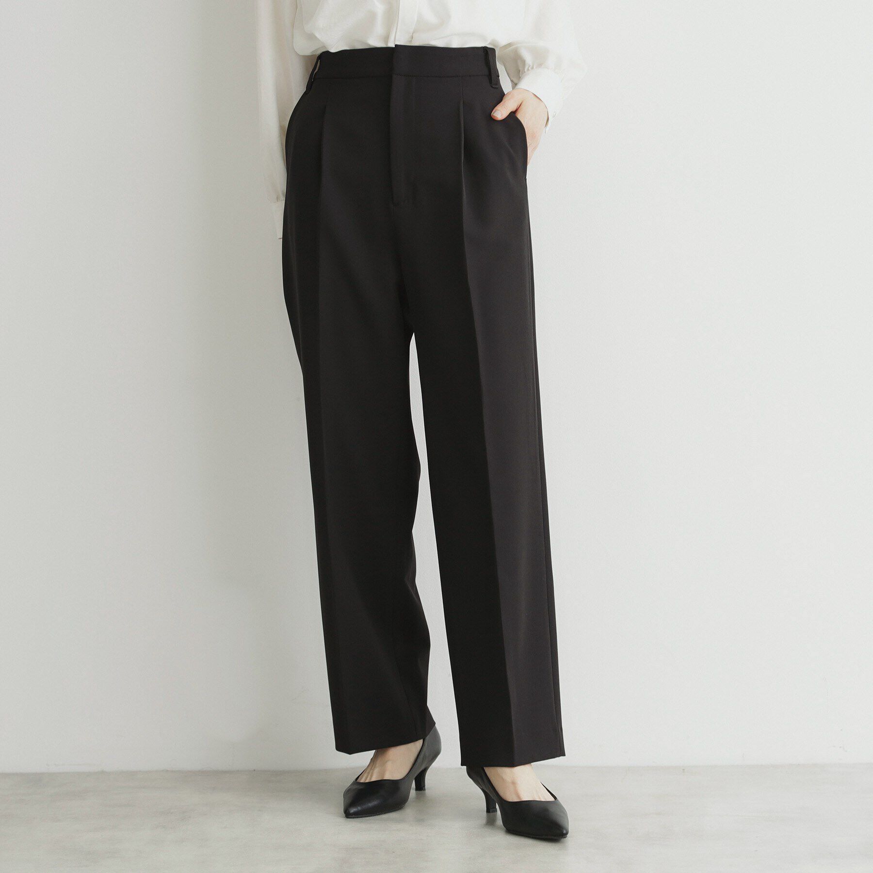 THE SHOP TK「【汚れ防止／シワになりにくい／セレモニー／通勤】ダブルクロスワイドパンツ／洗える／サスティナブル」|その他|