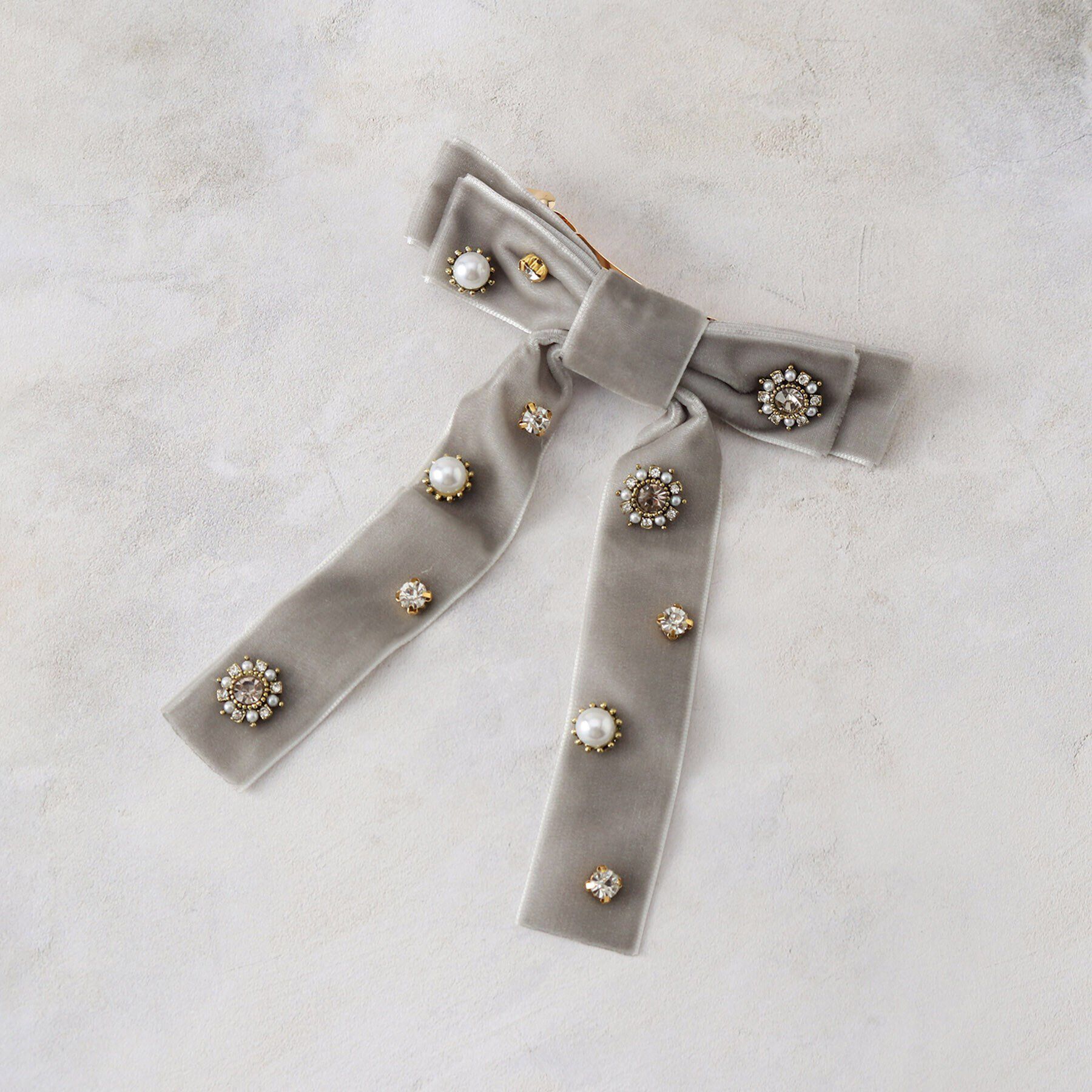 THE SHOP TK「ベロアビジューバレッタ」|その他|ライトグレー(011