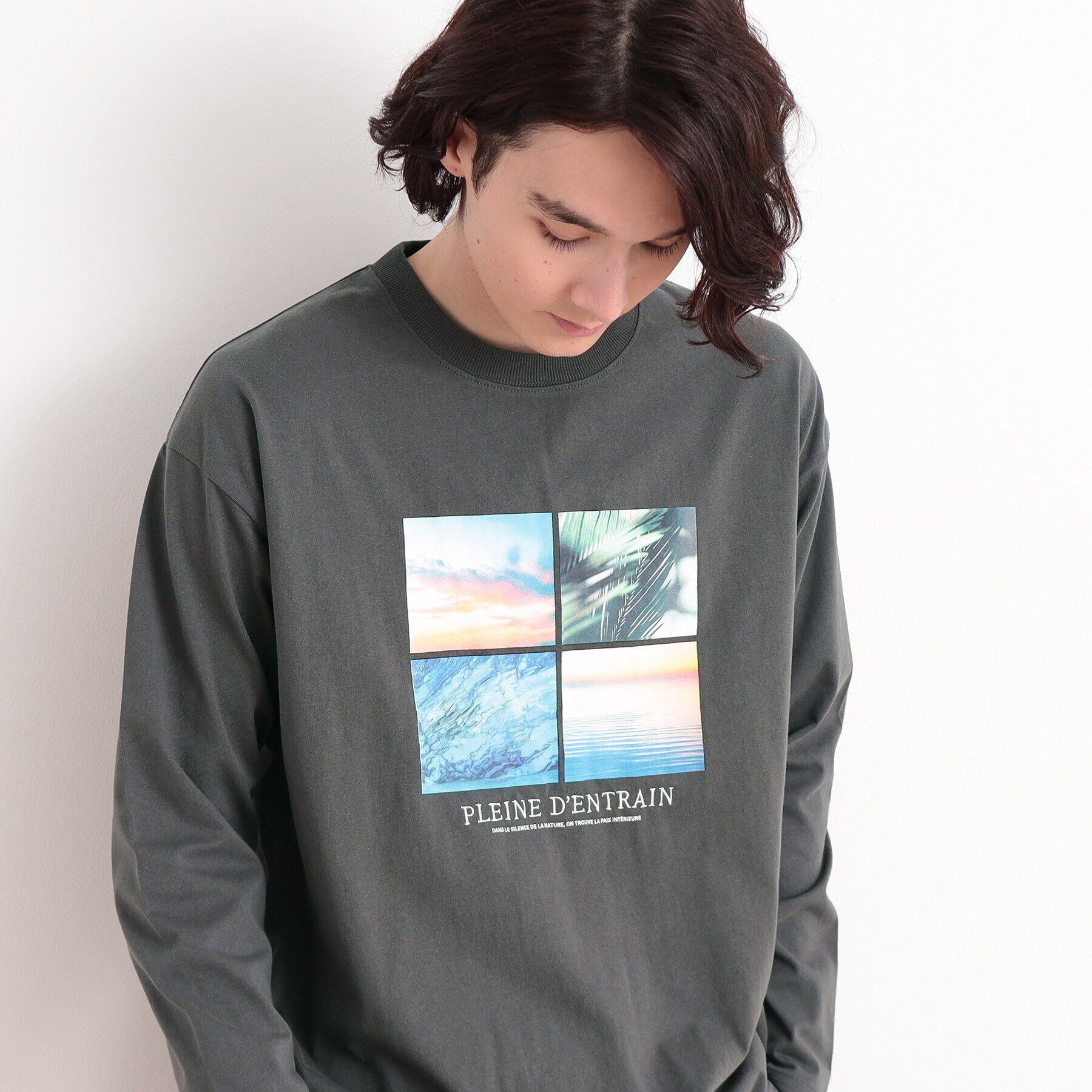 THE SHOP TK「オーガニックコットンフォトプリントTシャツ」|Tシャツ・カットソー|チャコールグレー(1