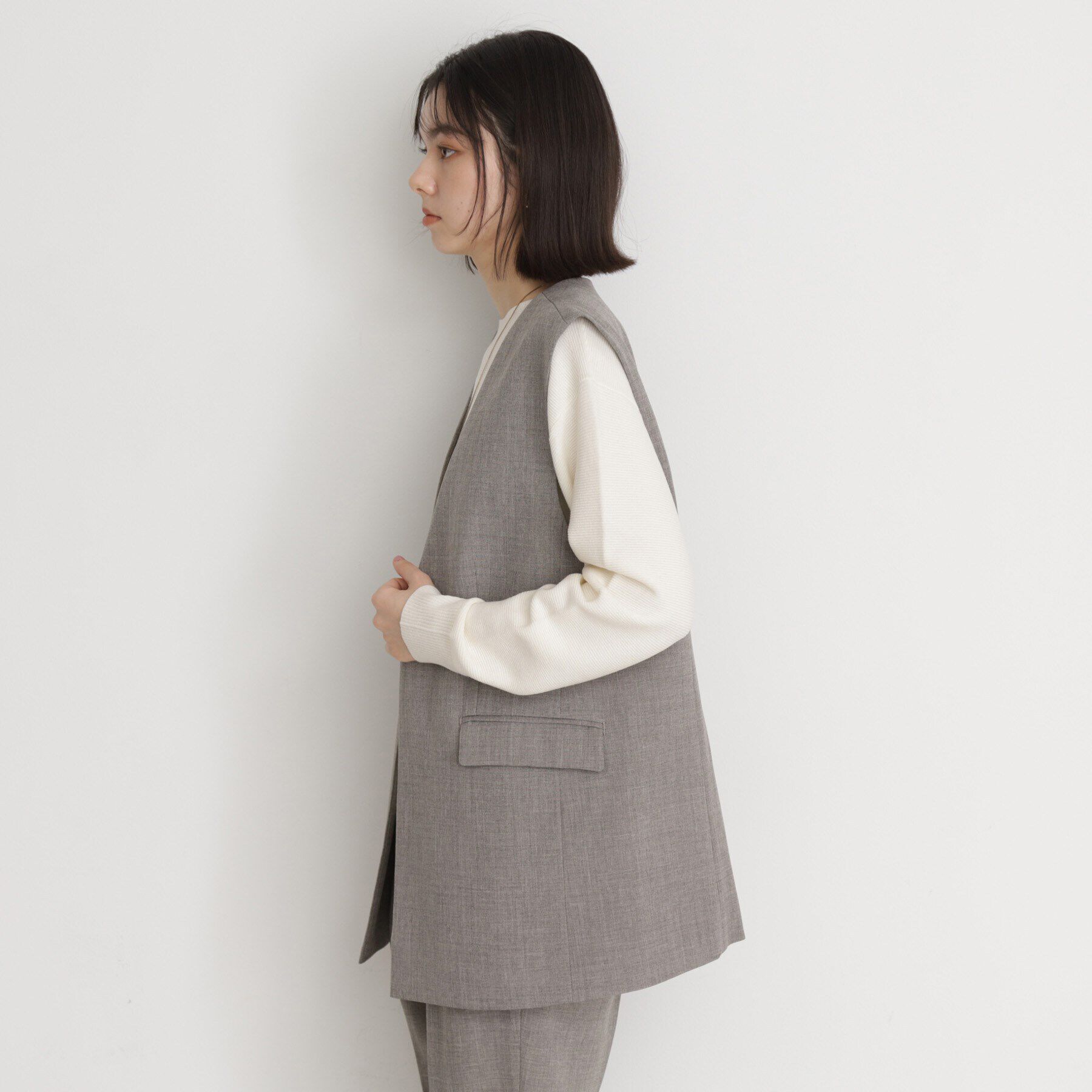 THE SHOP TK「【セットアップ可】リサイクルシャークスキンジレ/洗える」|ベスト・ジレ|