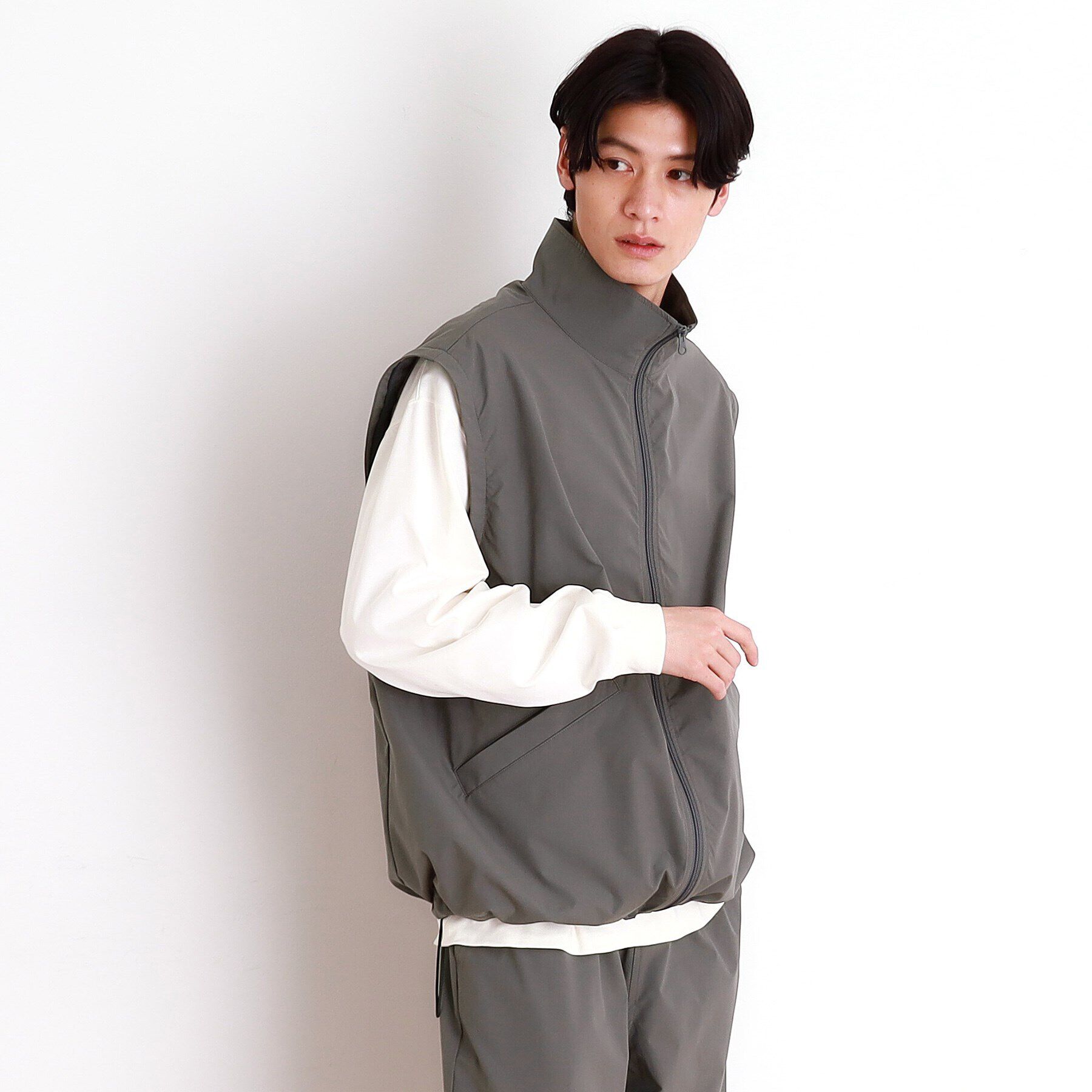 THE SHOP TK「デタッチャブルスタンドブルゾン＆ベスト　セットアップ可/2WAY」|ブルゾン・スタジャン|