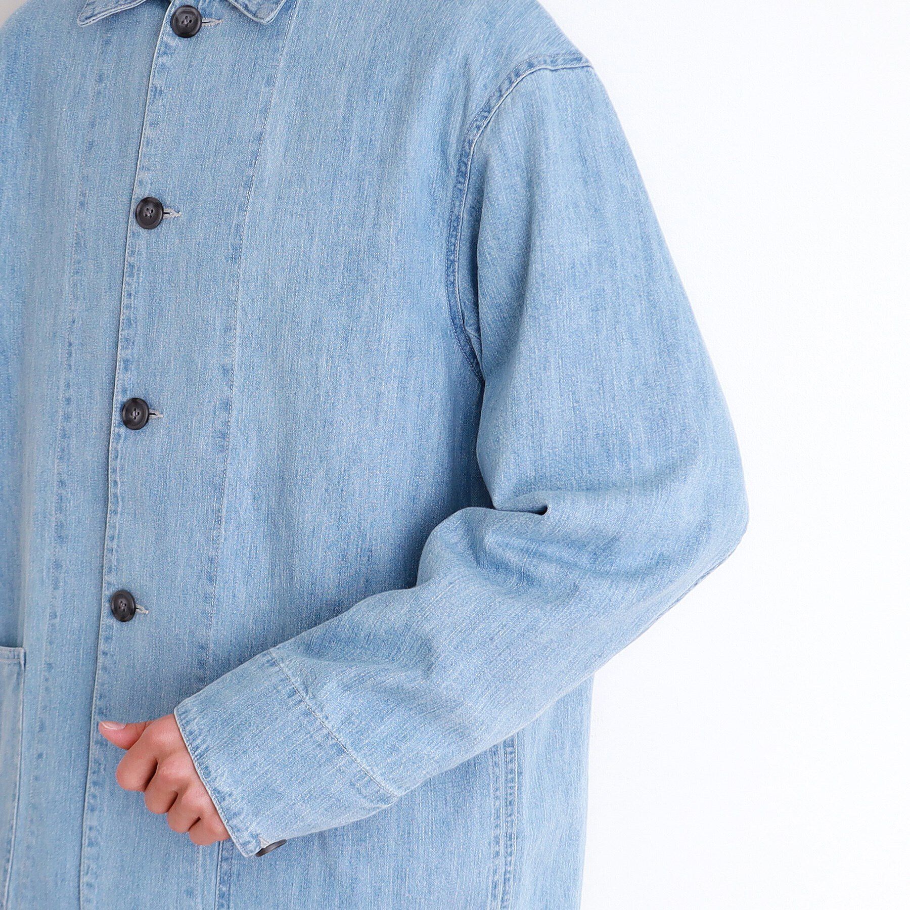 THE SHOP TK「綿麻デニムカバーオール　セットアップ可」|ブルゾン・スタジャン|