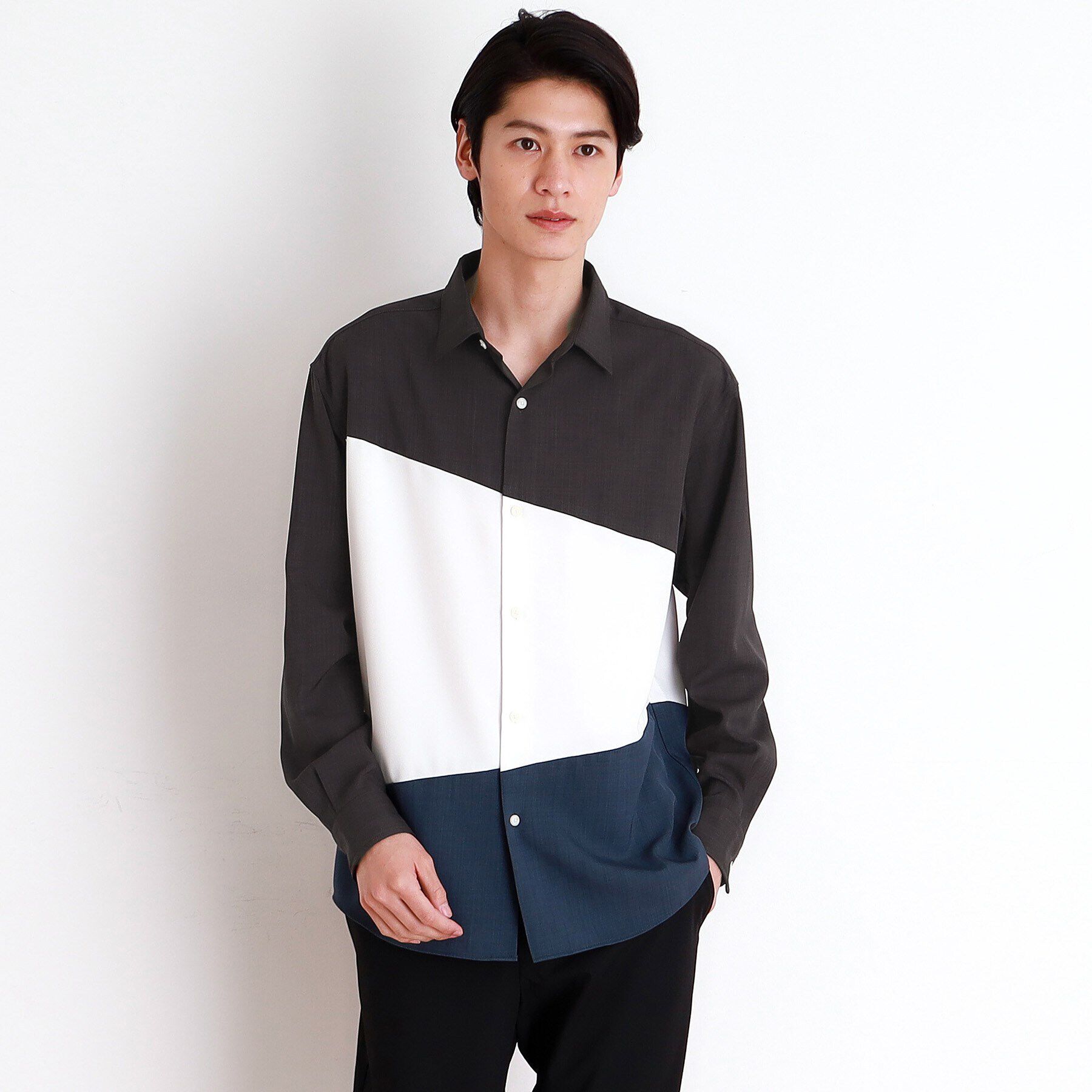 THE SHOP TK「ドライタッチ長袖シャツ」|シャツ・ブラウス|チャコールグレー(4