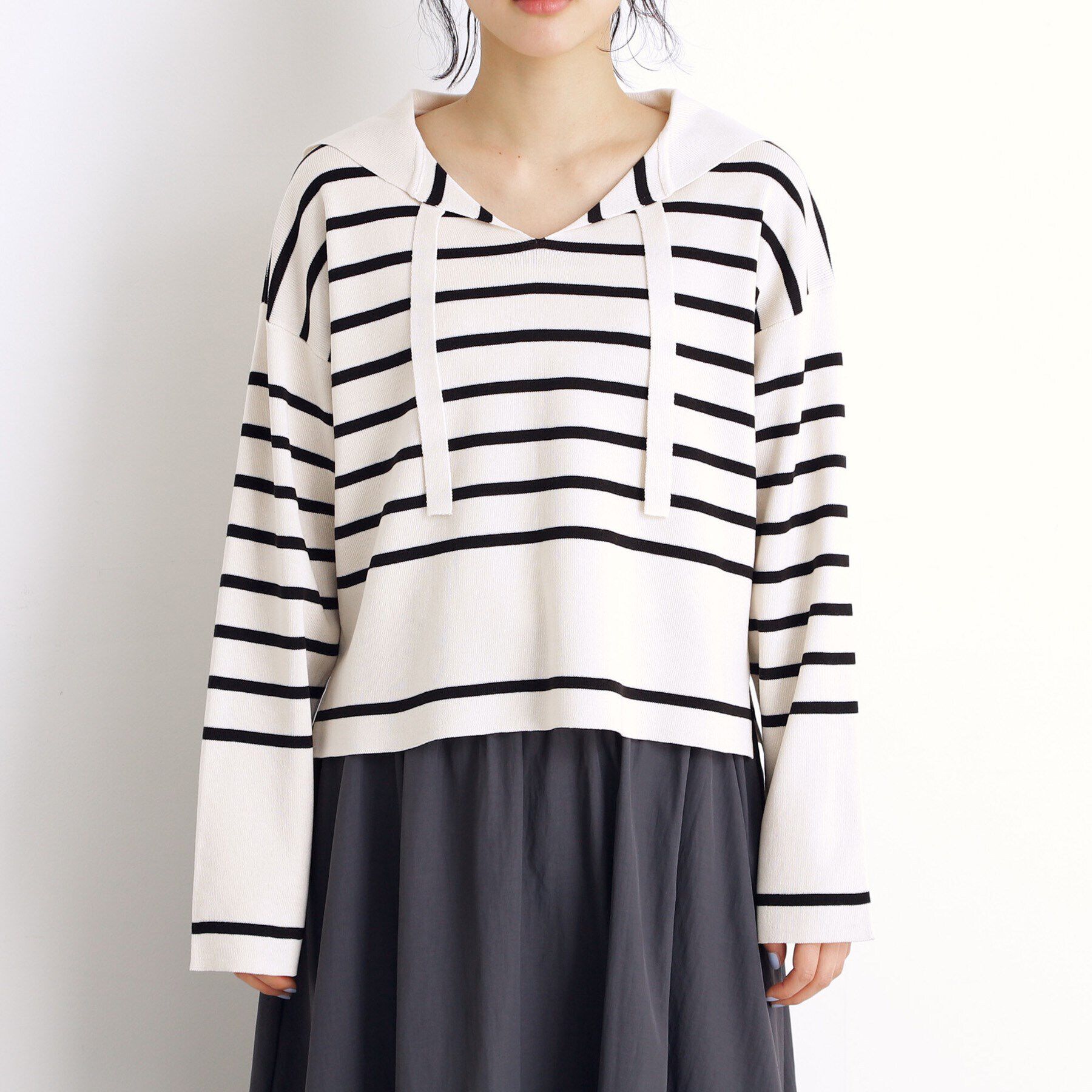 THE SHOP TK「セーラーカラートップス【洗える】」|ニット・セーター|