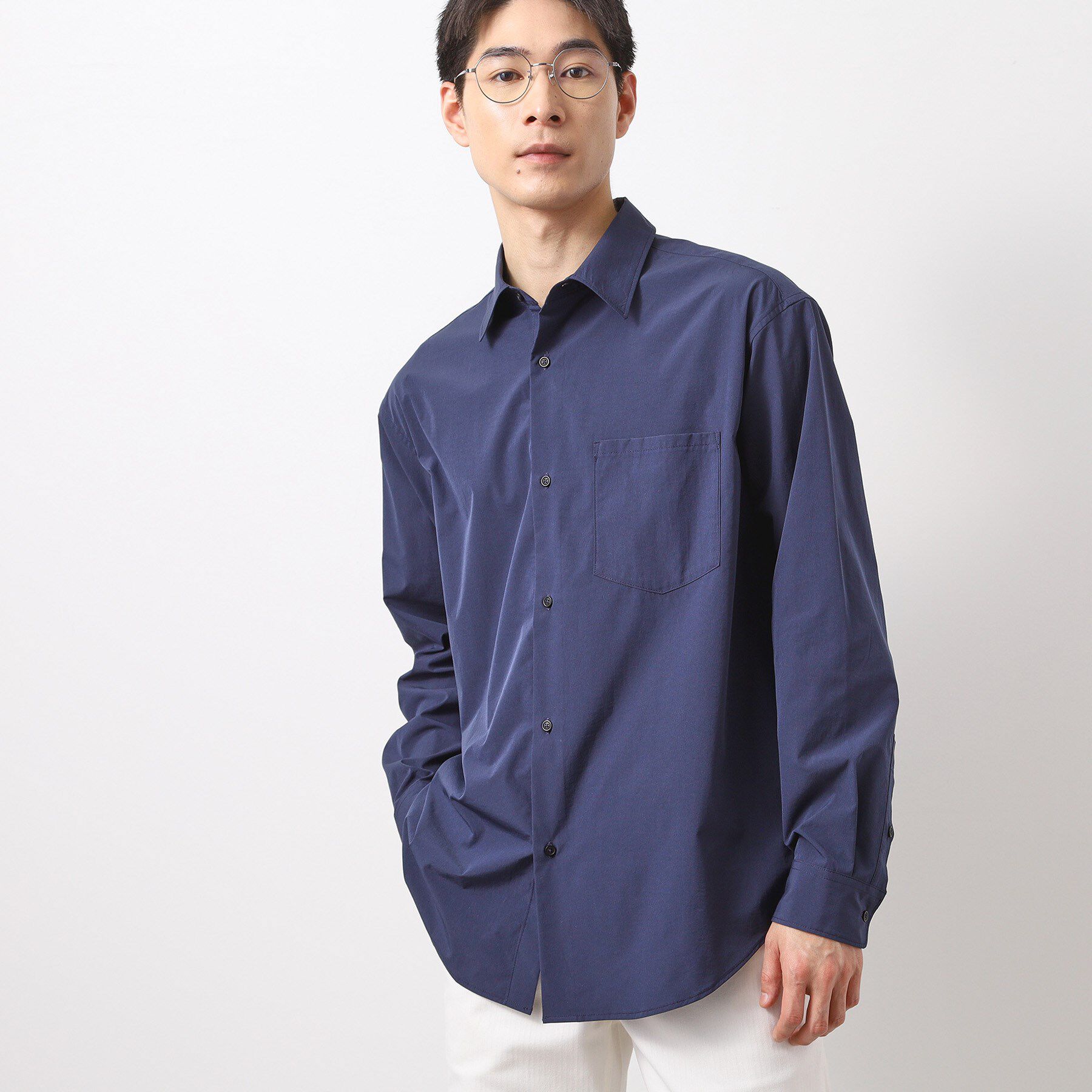 THE SHOP TK「CAVEブロードシャツ【吸水速乾/イージーケア/アンチピリング/洗濯機OK】」|シャツ・ブラウス|ネイビー(094)