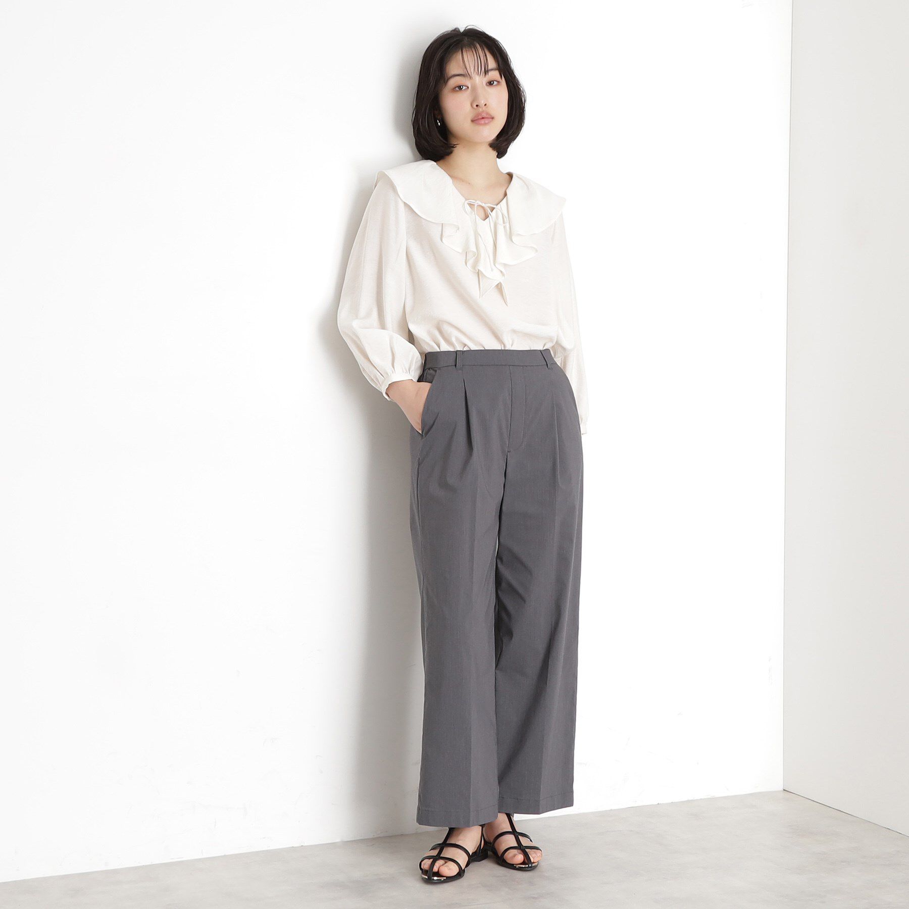 THE SHOP TK「【XS-XLサイズ/ラクに穿ける】ハイパーストレッチワイドパンツ/接触冷感/洗える」|その他|