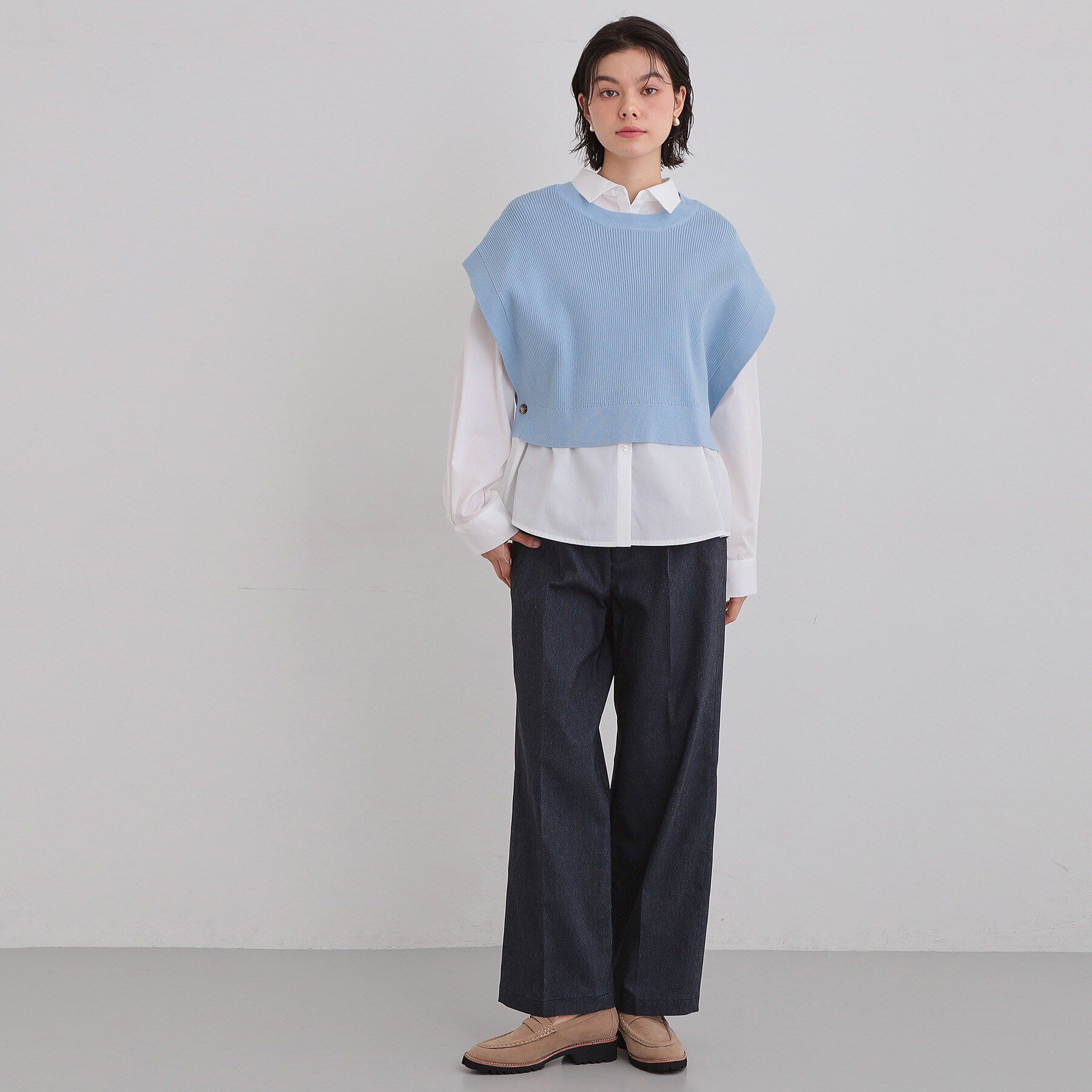 THE SHOP TK「【2点セット】レイヤードスタイルでこなれ見え ニットベスト＆シャツ」|その他|