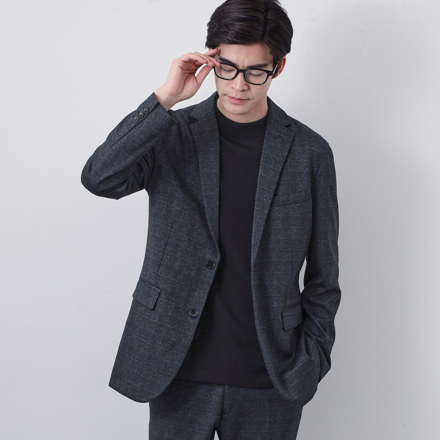 THE SHOP TK「【動きやすい、快適ビジネスジャケット】TRジャージ ジャケット　セットアップ可/洗濯機OK/ストレッ」|テーラードジャケット|ネイビー(294)