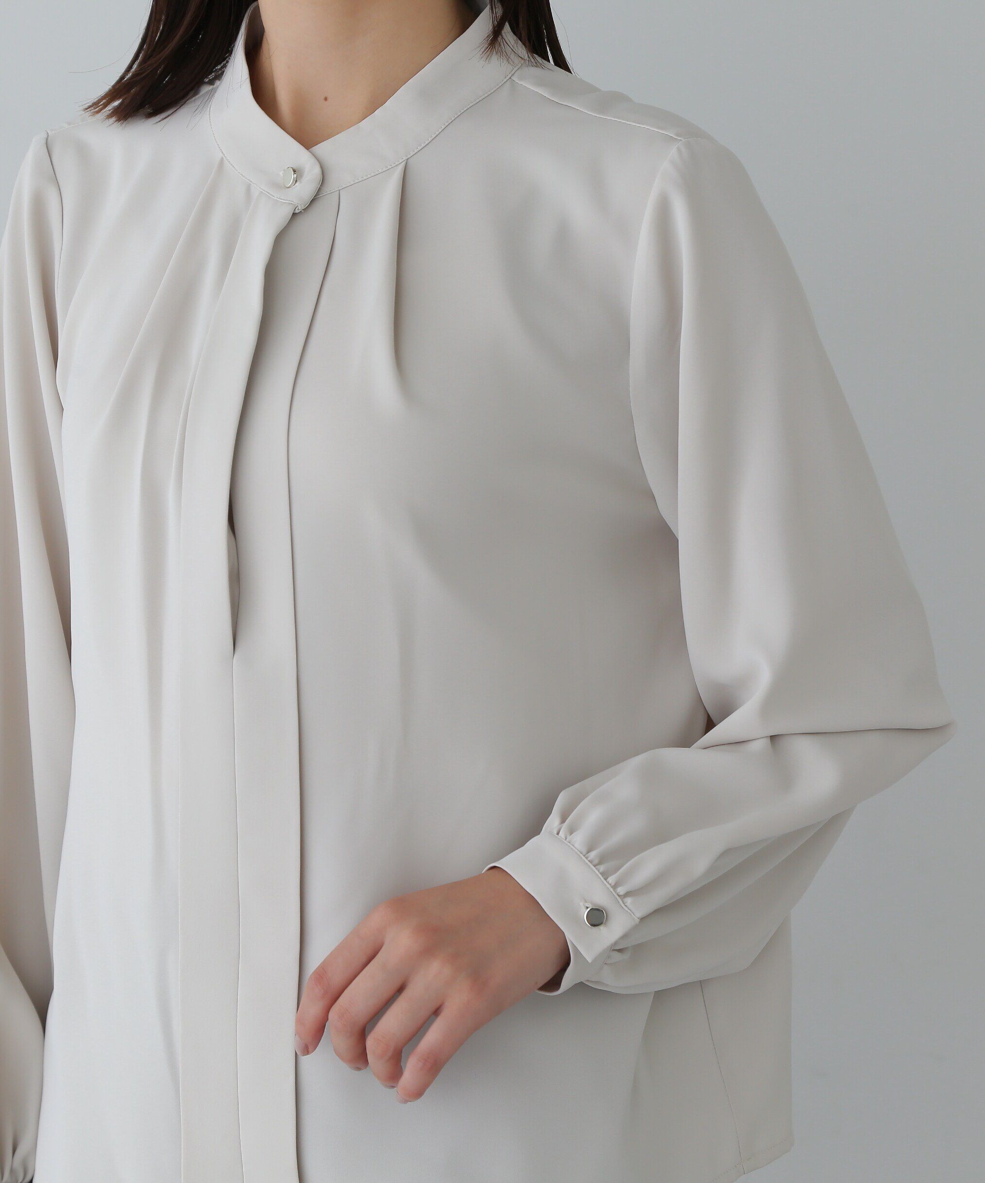  「スタンドカラーフロントタックブラウス」|シャツ・ブラウス|