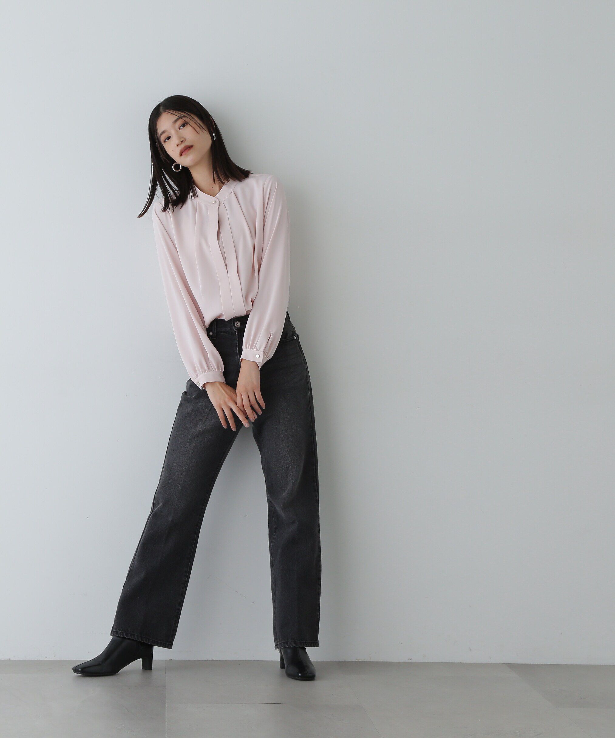  「スタンドカラーフロントタックブラウス」|シャツ・ブラウス|