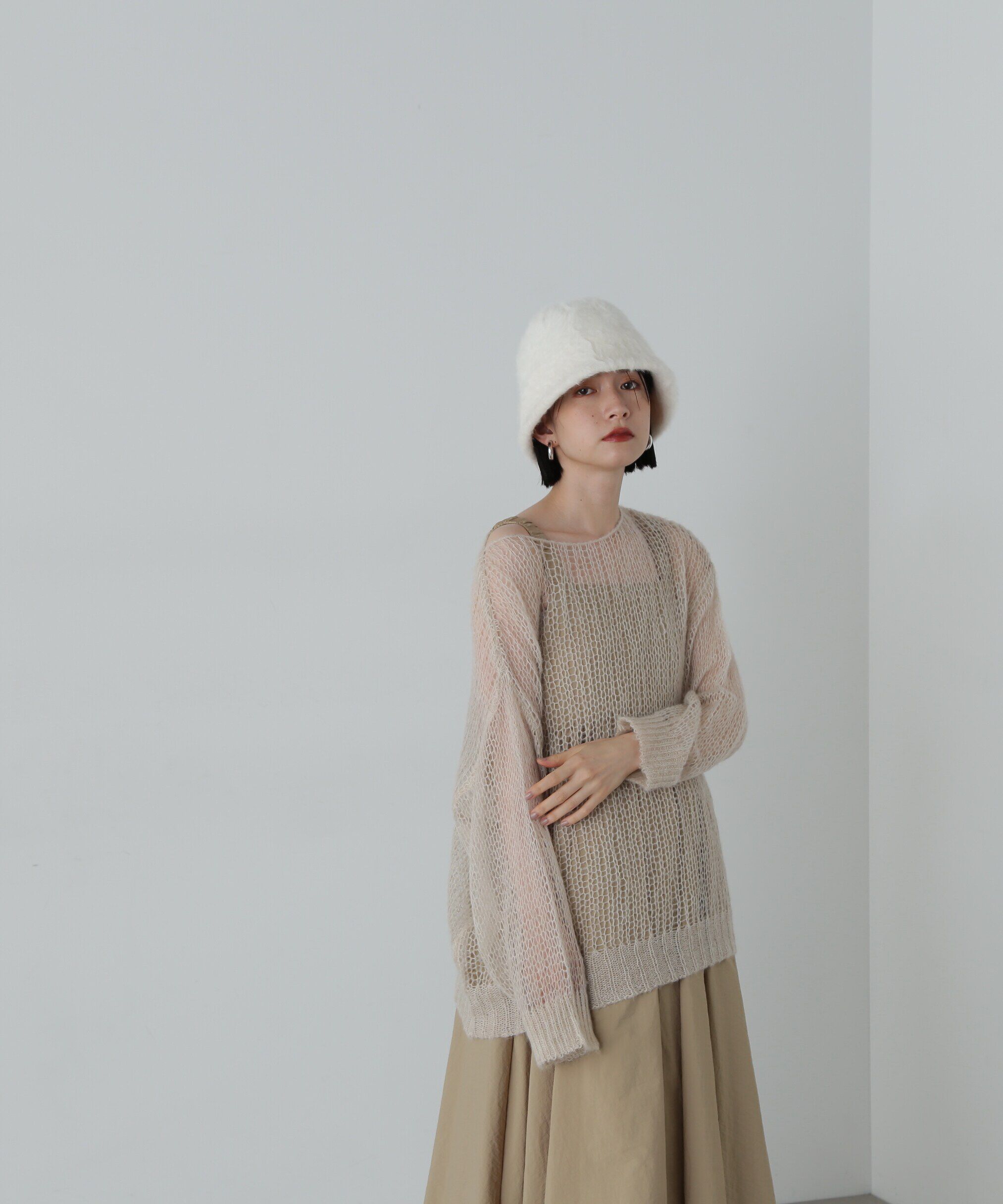  「透かし編みモヘヤ混ニット」|ニット・セーター|