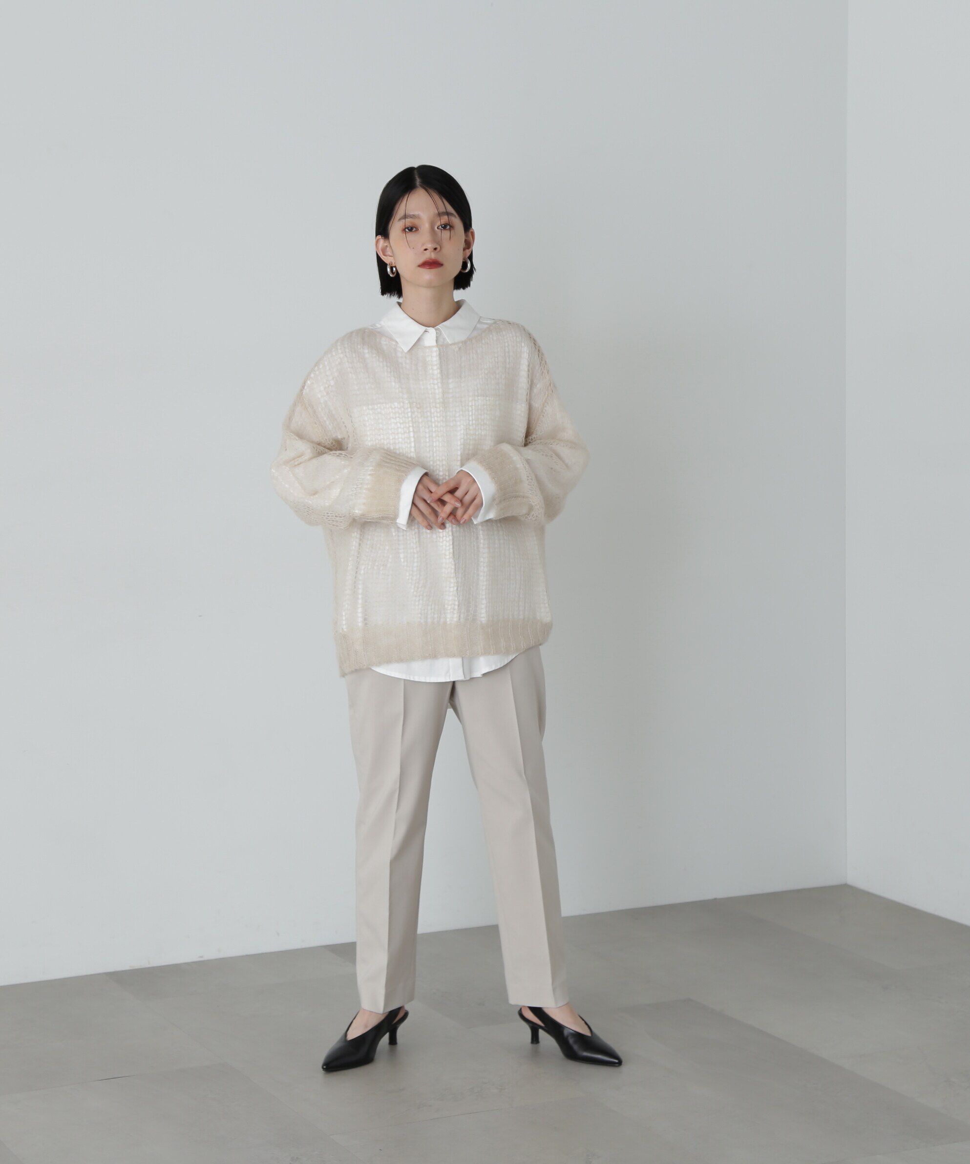  「透かし編みモヘヤ混ニット」|ニット・セーター|