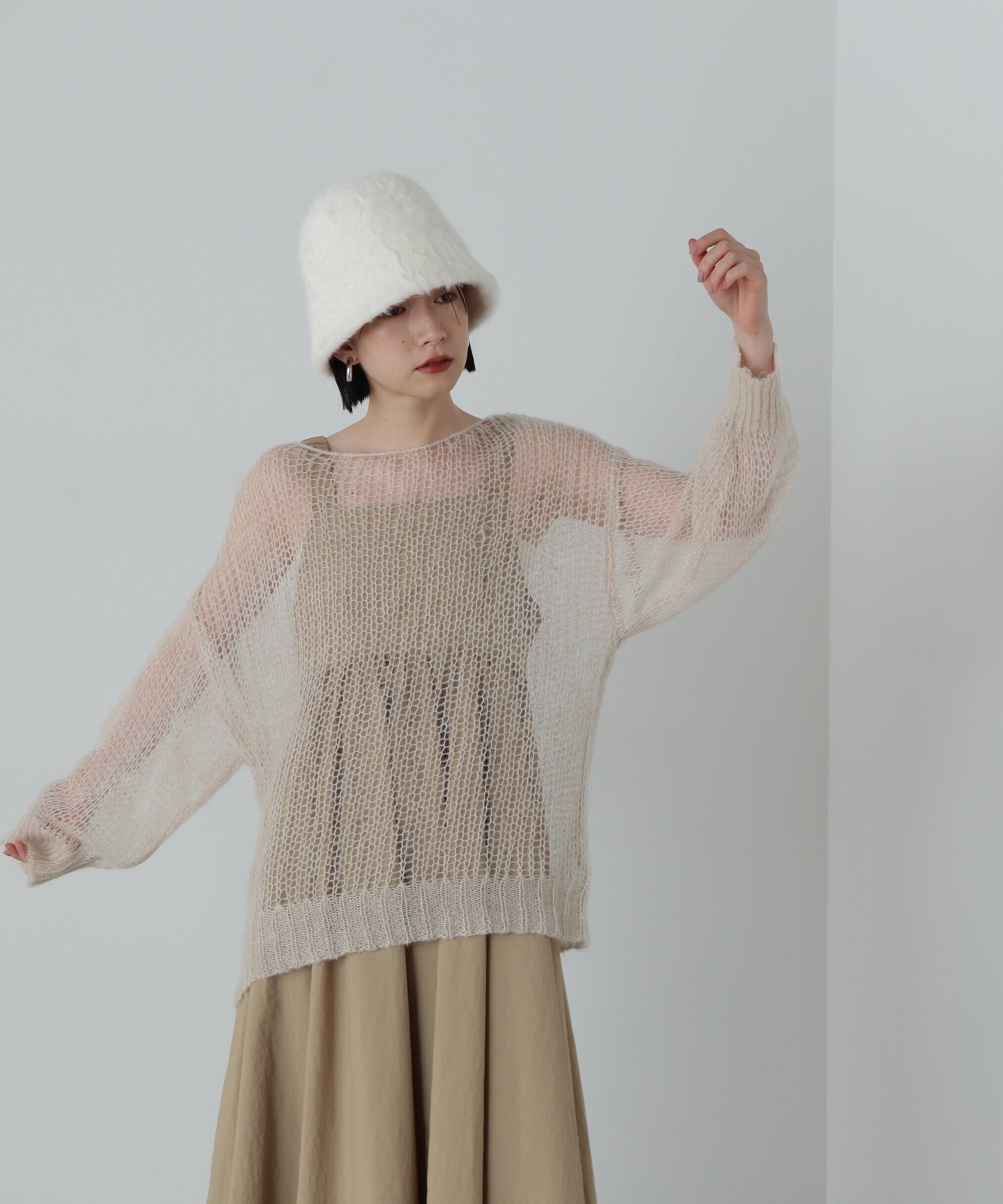  「透かし編みモヘヤ混ニット」|ニット・セーター|